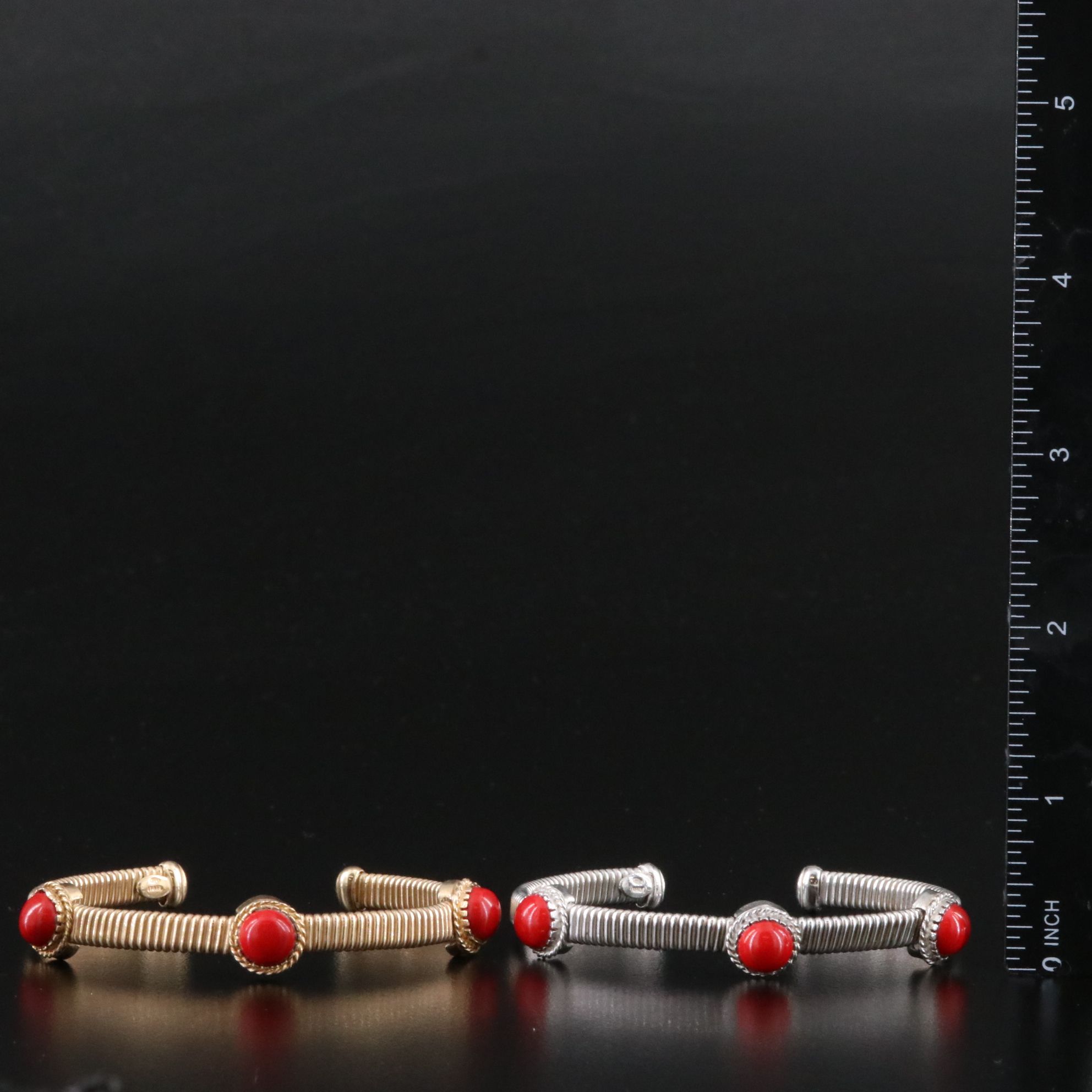 Italian Sterling Imitation Coral Bracelets