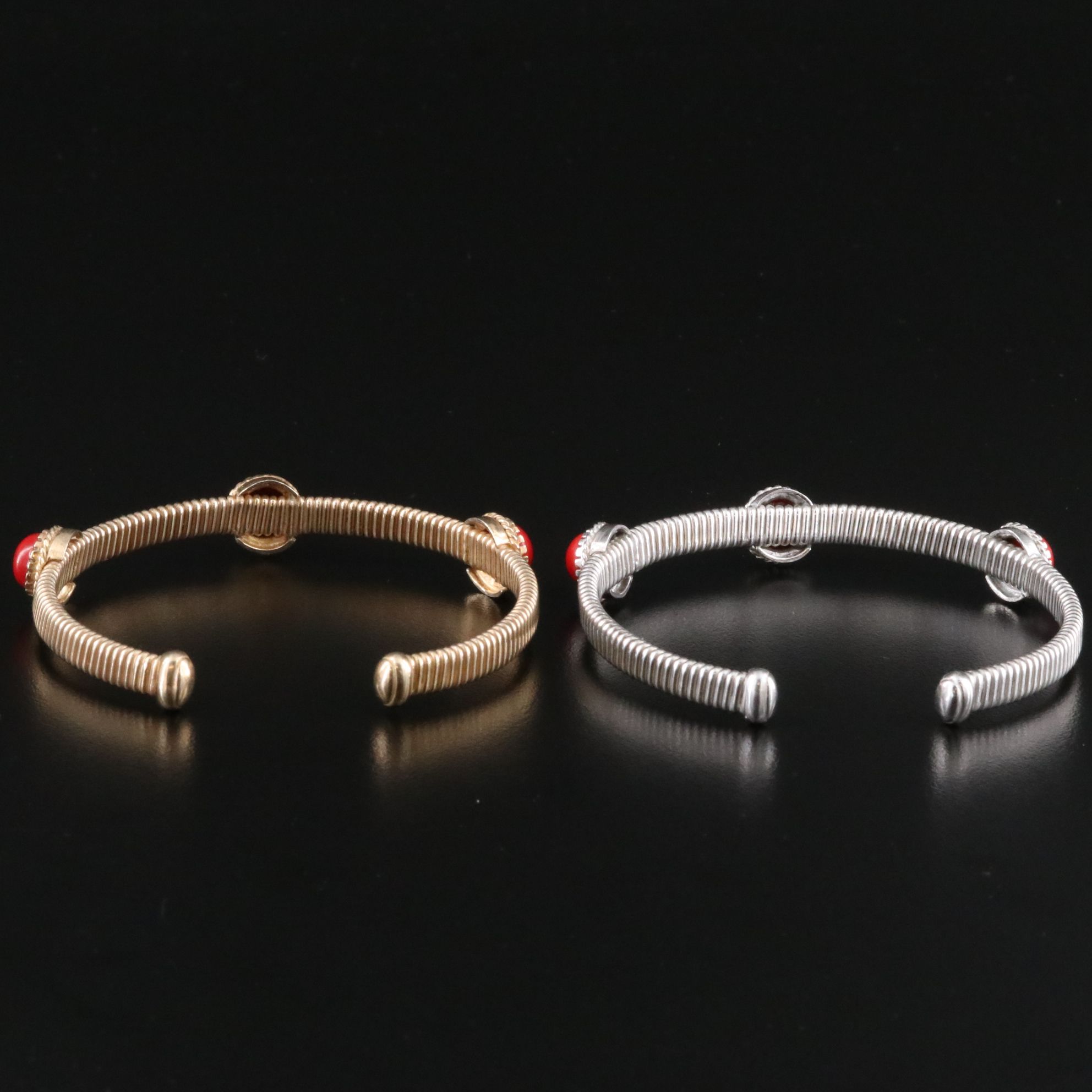 Italian Sterling Imitation Coral Bracelets