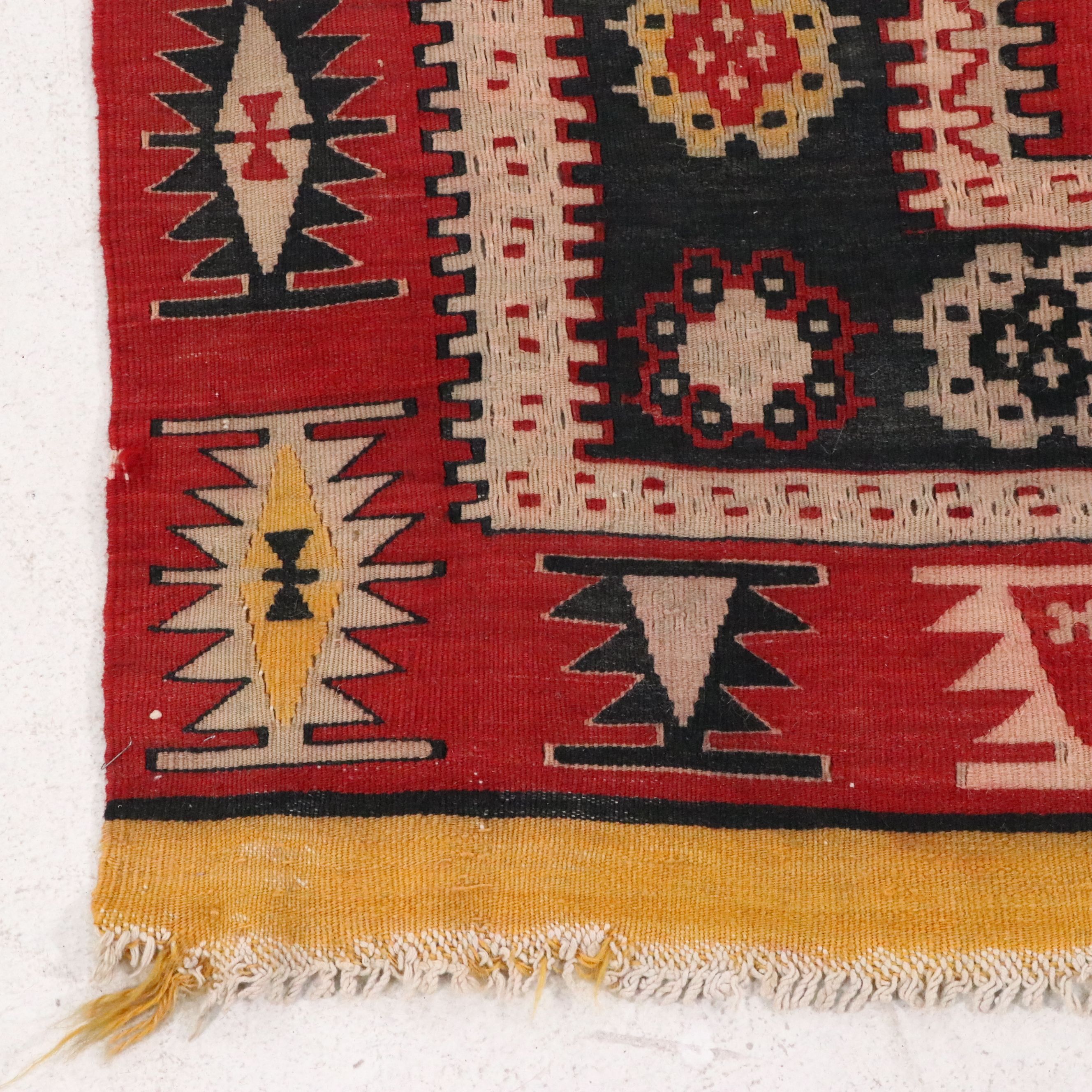 4' x 13'4 Handwoven Turkish Bergama Kilim Long Rug