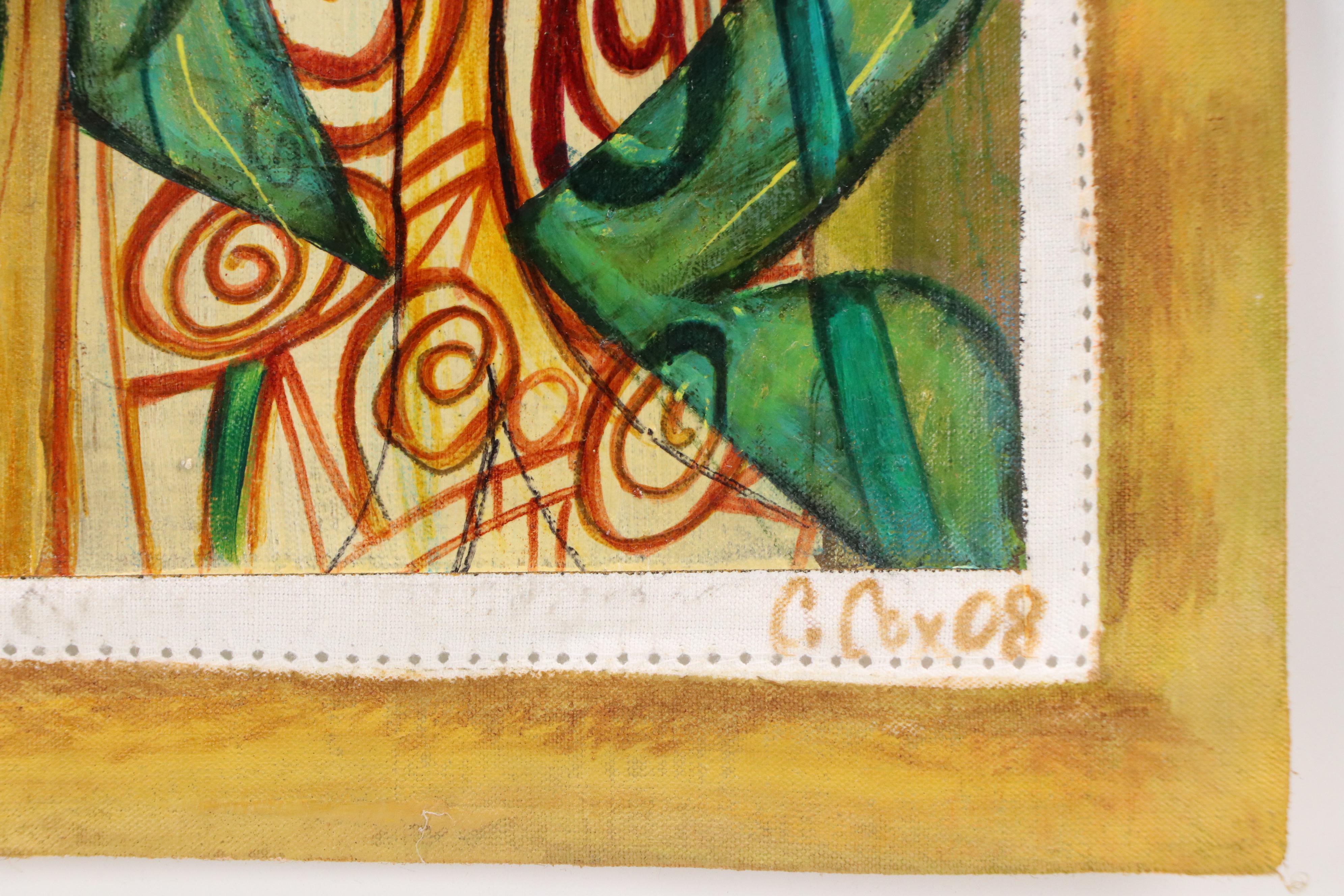 Abstract Landscape With Trees Mixed Media Painting, 2008