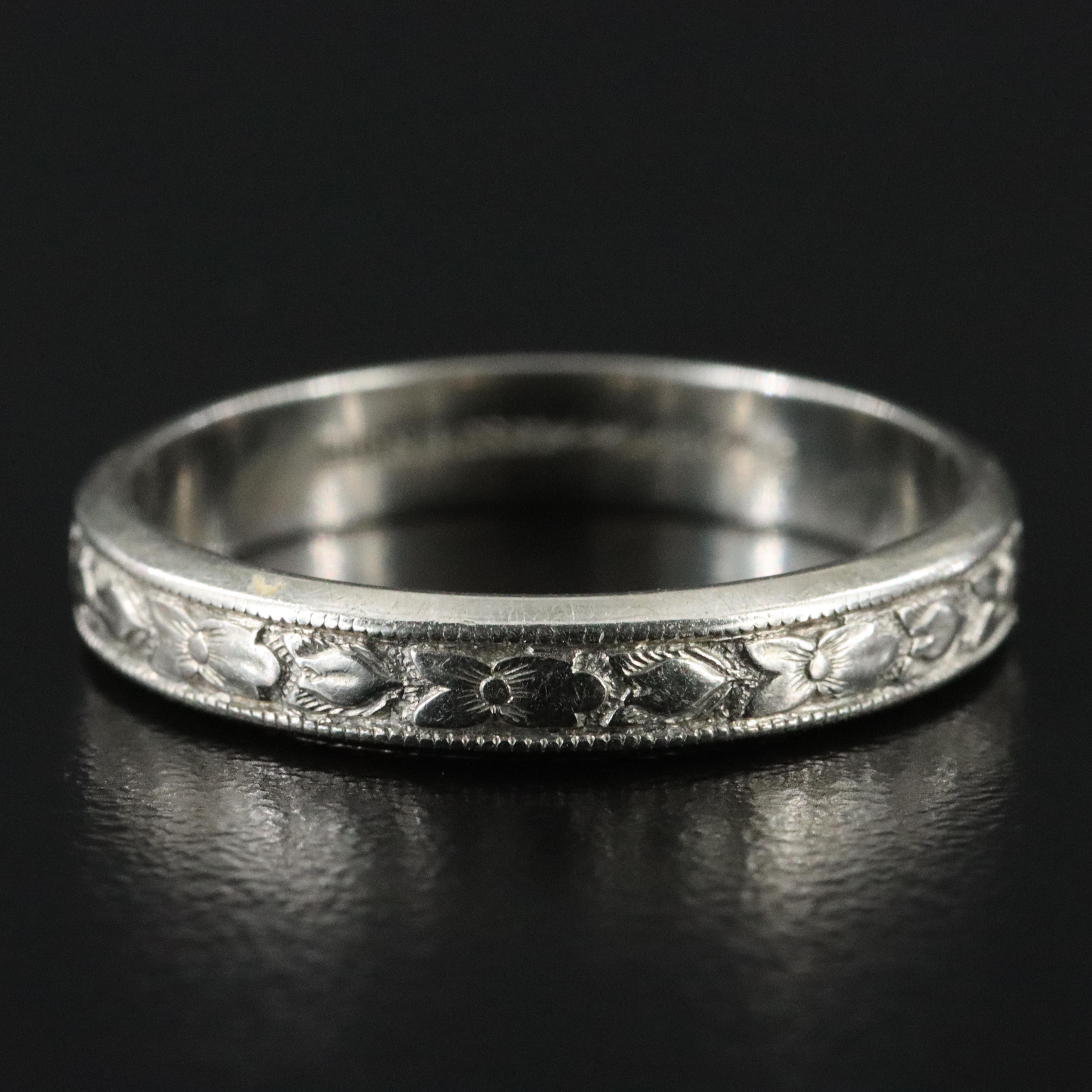 Vintage Michael Levy 18K Floral Band