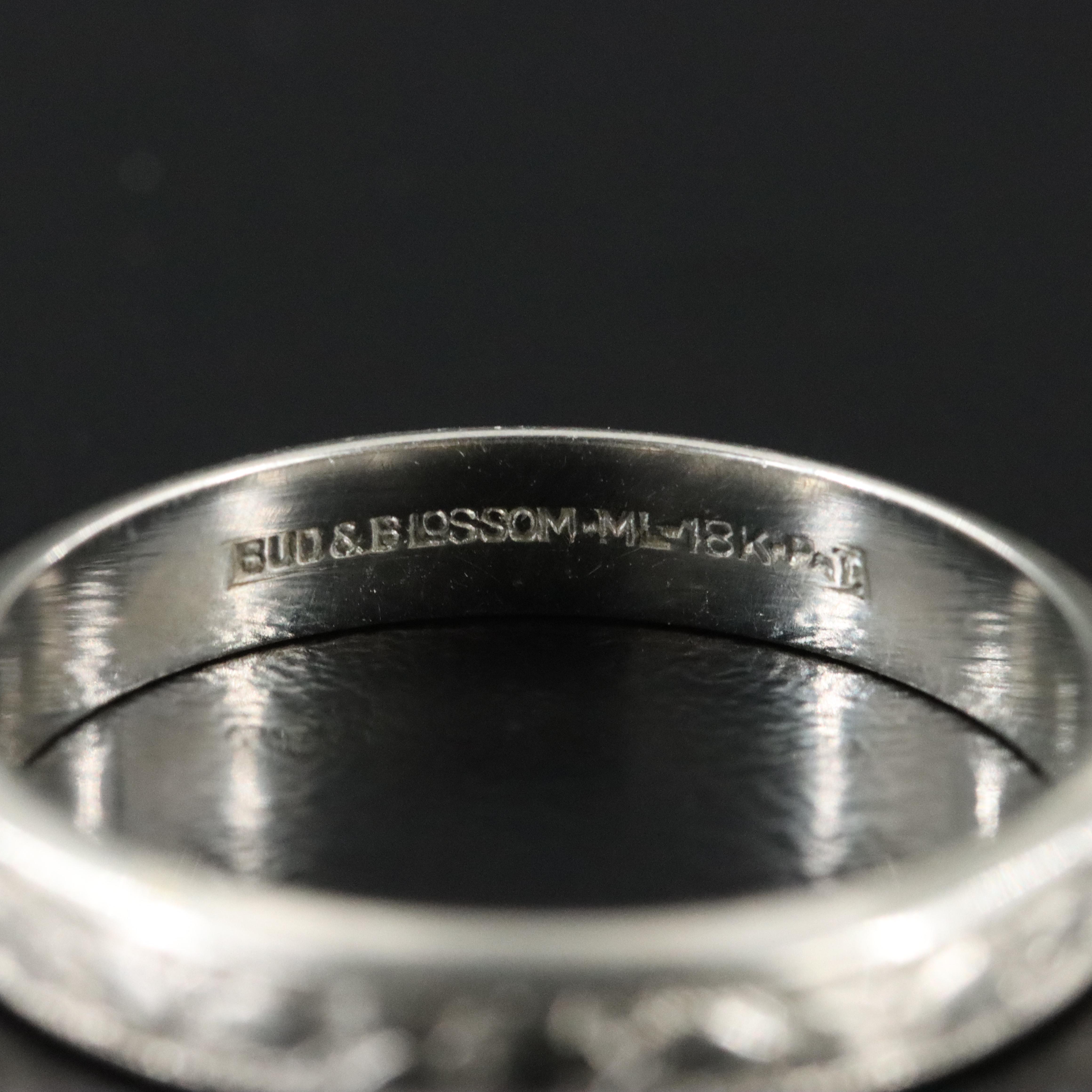 Vintage Michael Levy 18K Floral Band