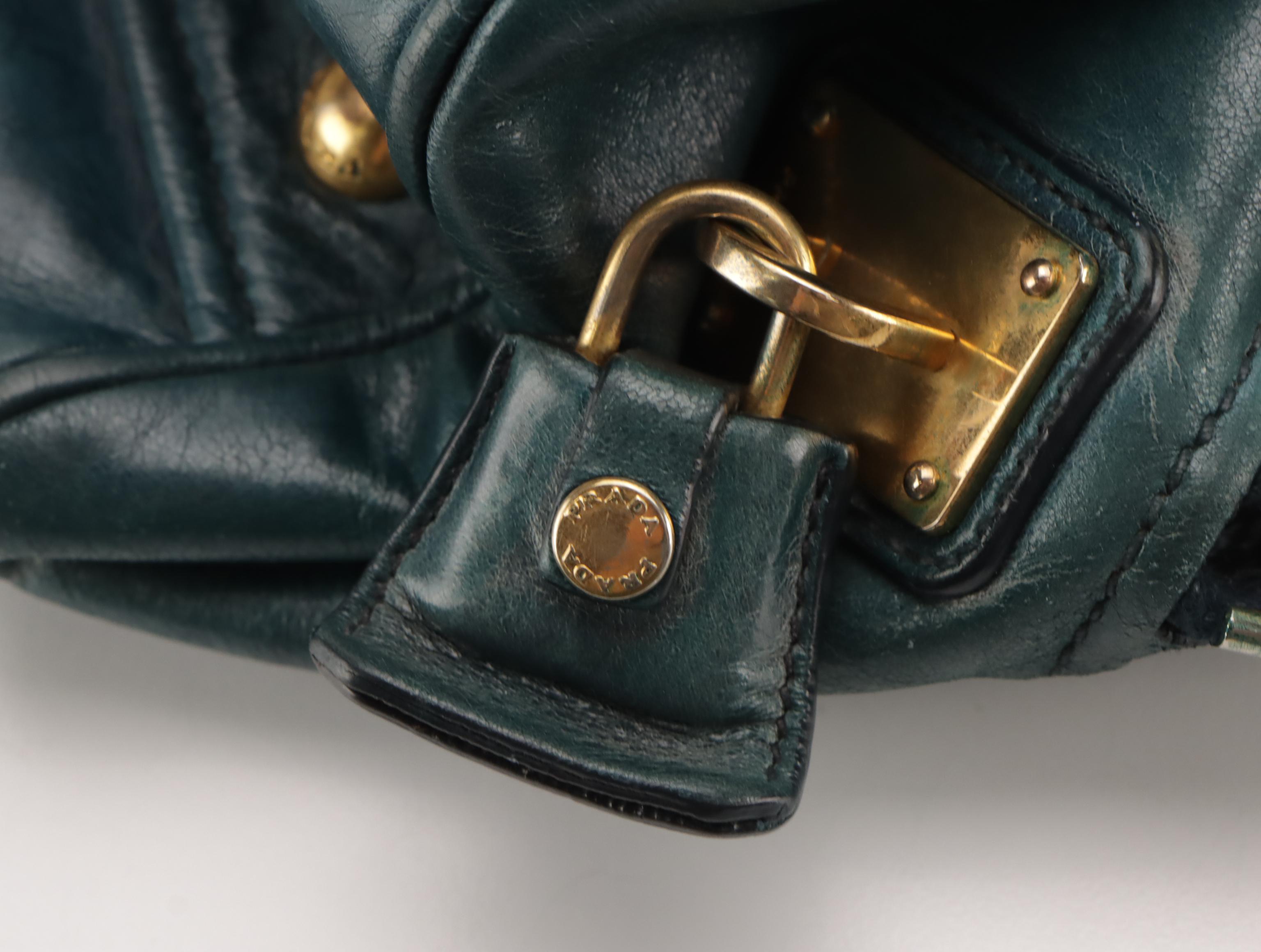 Prada Two-Way Satchel in Blue Vitello Shine Calfskin Leather