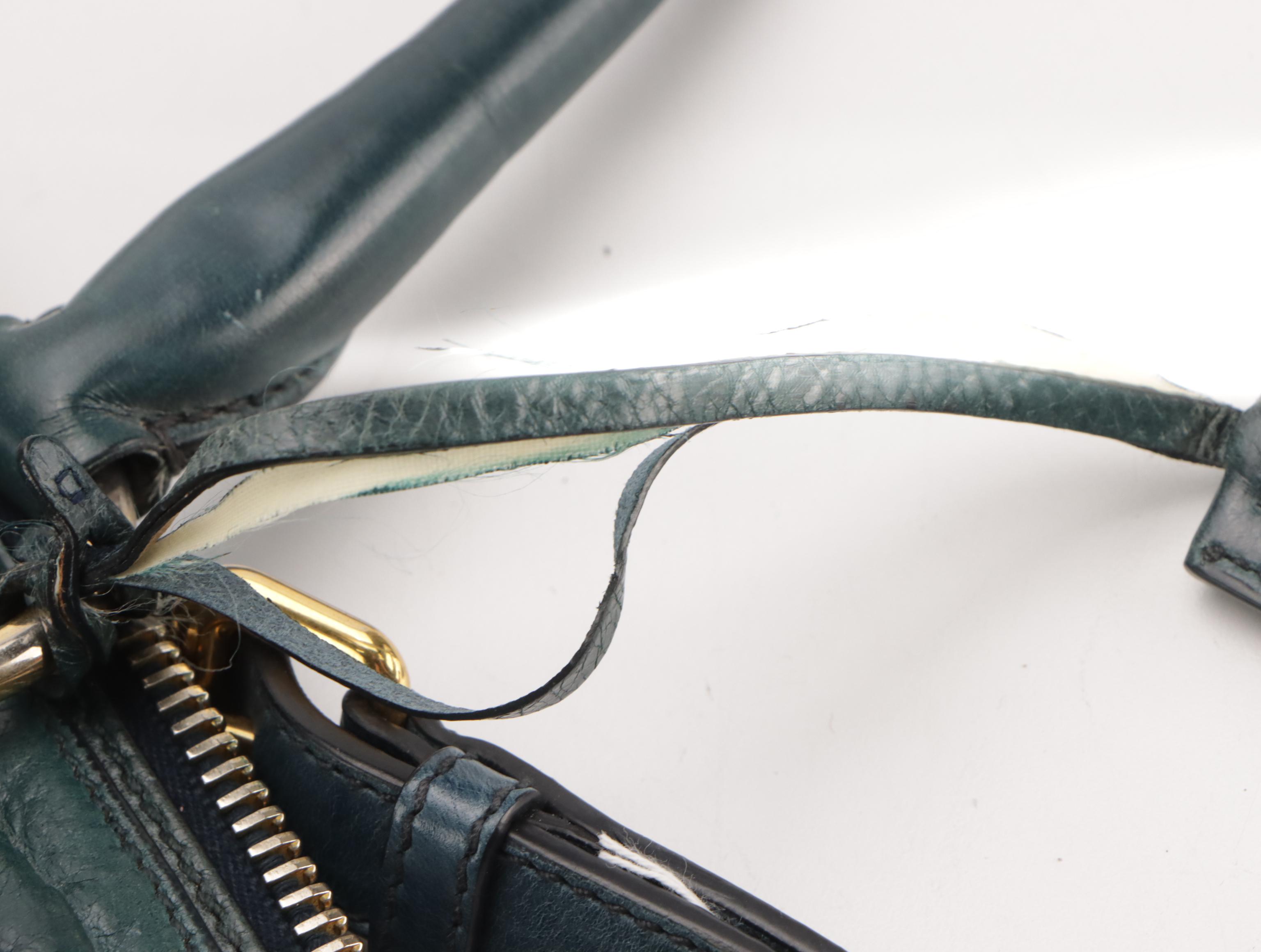 Prada Two-Way Satchel in Blue Vitello Shine Calfskin Leather