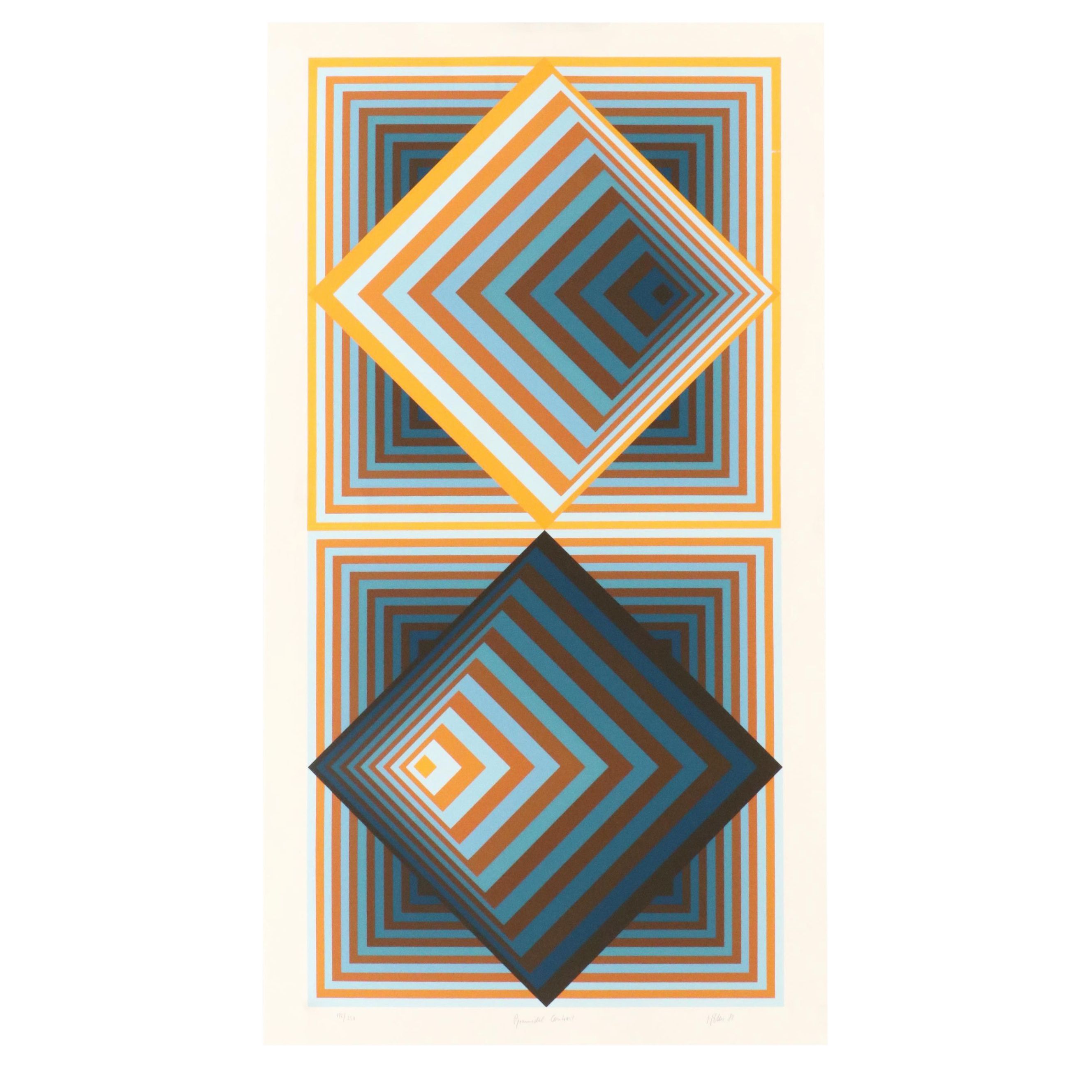 Jürgen Peters Op Art Serigraph "Pyramidal Contrast," 1981