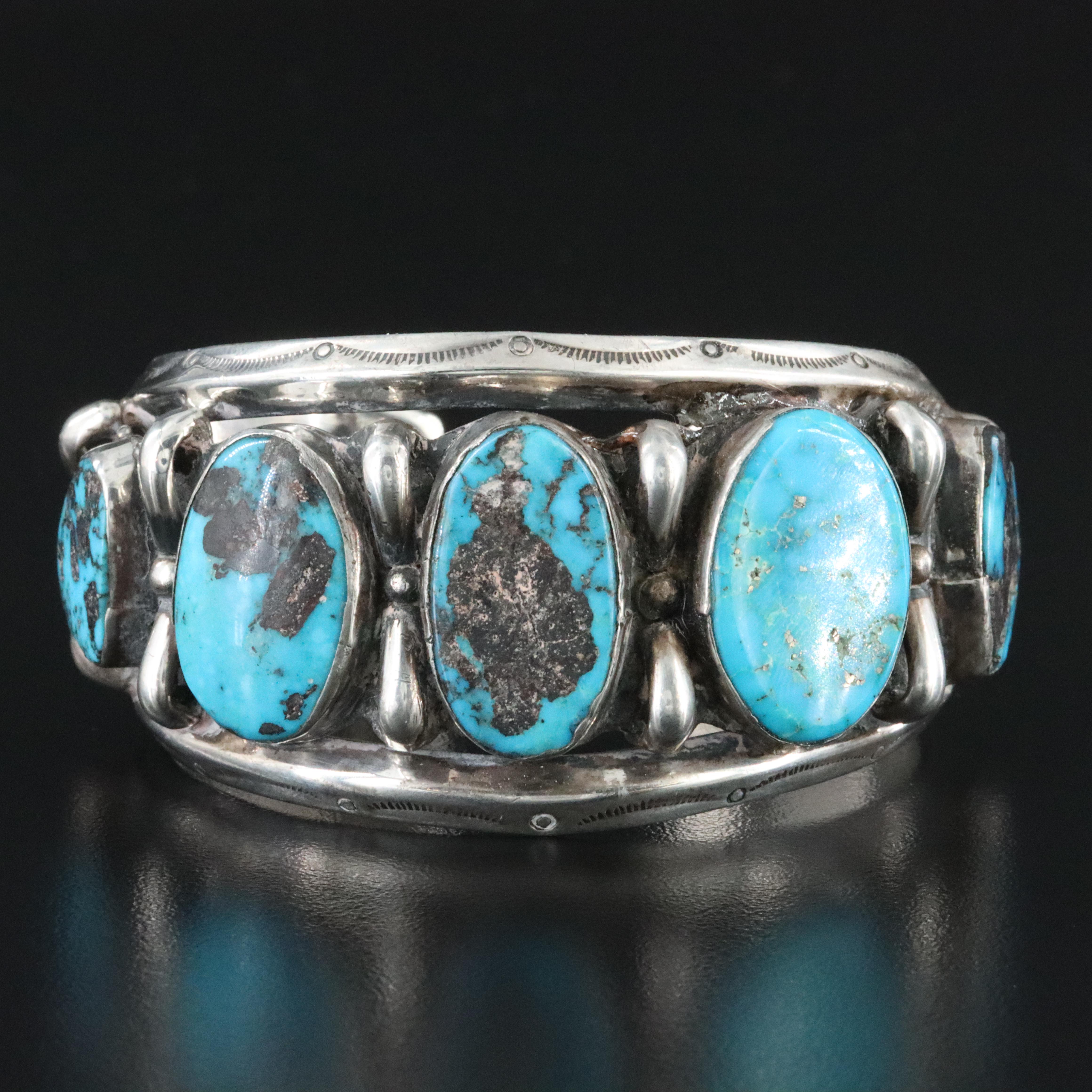 Southwestern Sterling Turquoise Cuff Bracelet