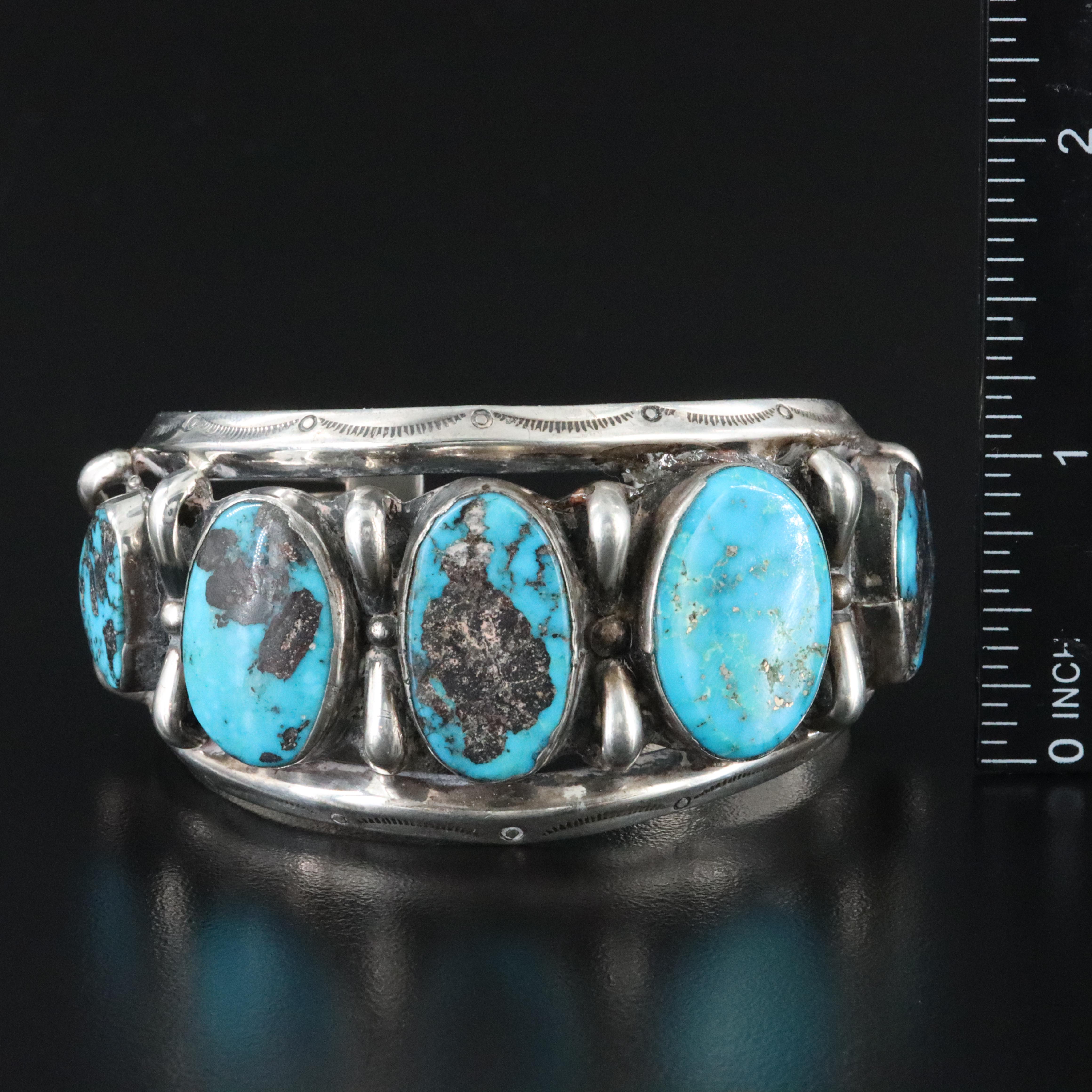 Southwestern Sterling Turquoise Cuff Bracelet