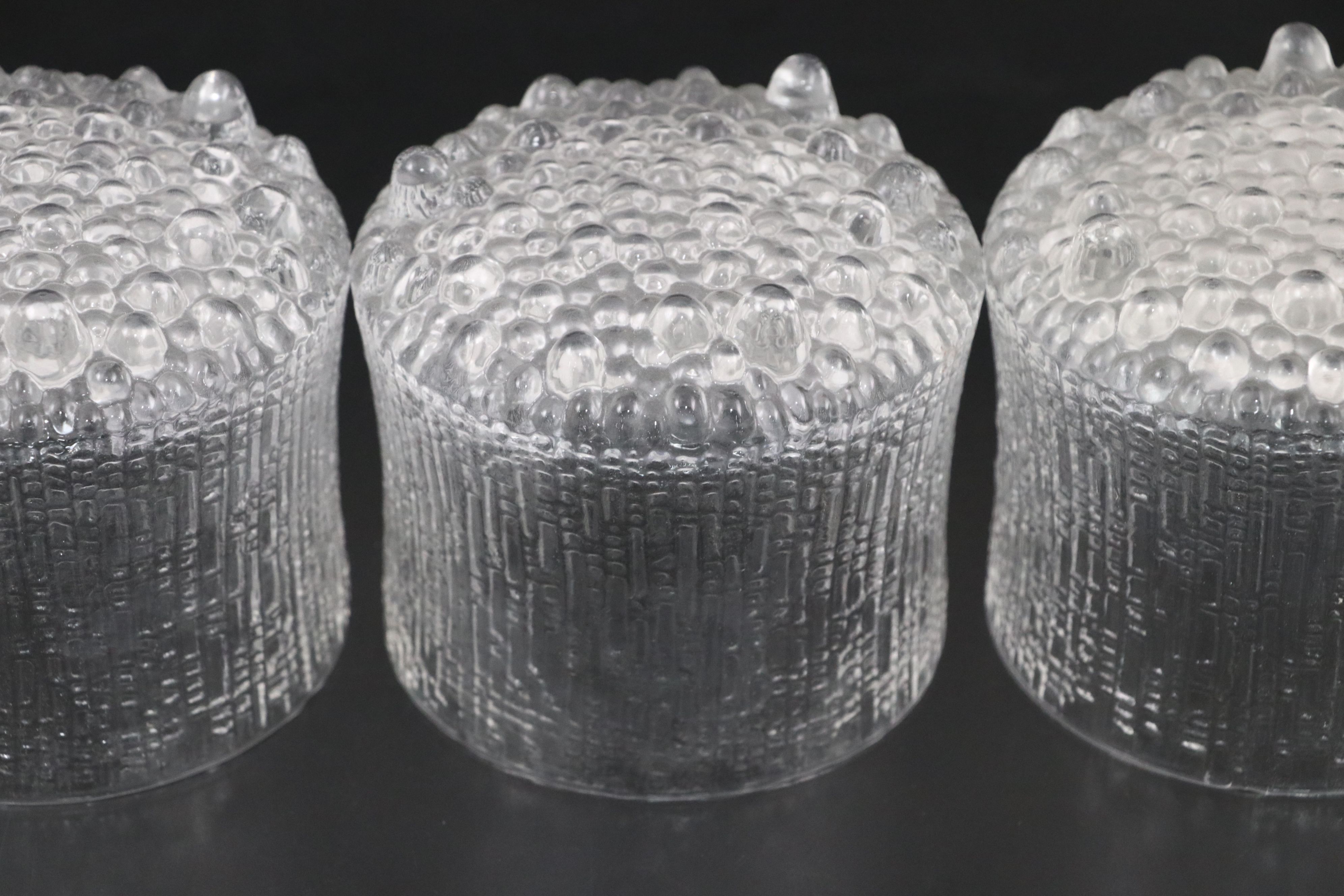 Iittala "Ultima Thule" Textured Glass Carafe and Cocktail Glasses