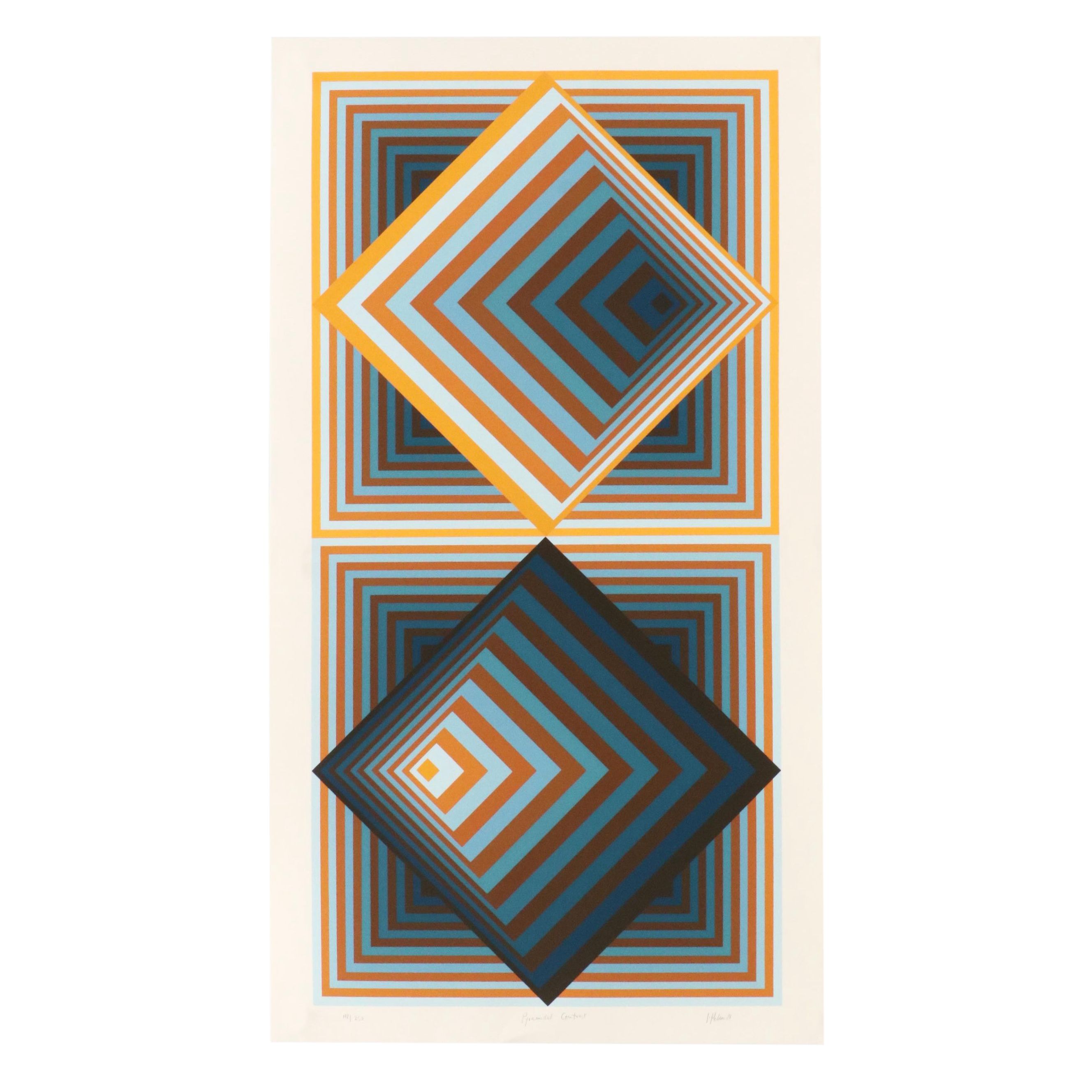 Jürgen Peters Op Art Serigraph "Pyramidal Contrast," 1981