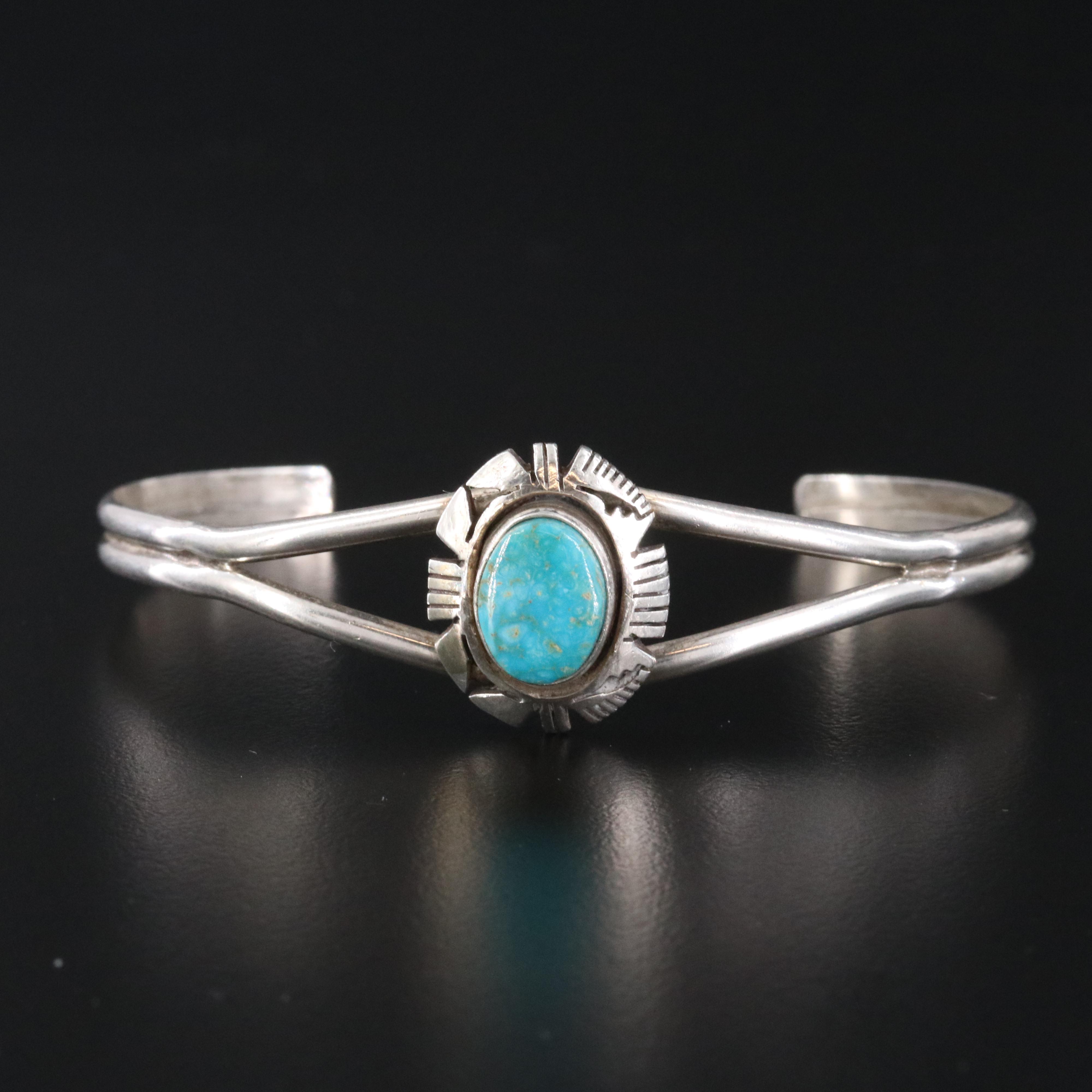 Southwestern Sterling Turquoise Cuff
