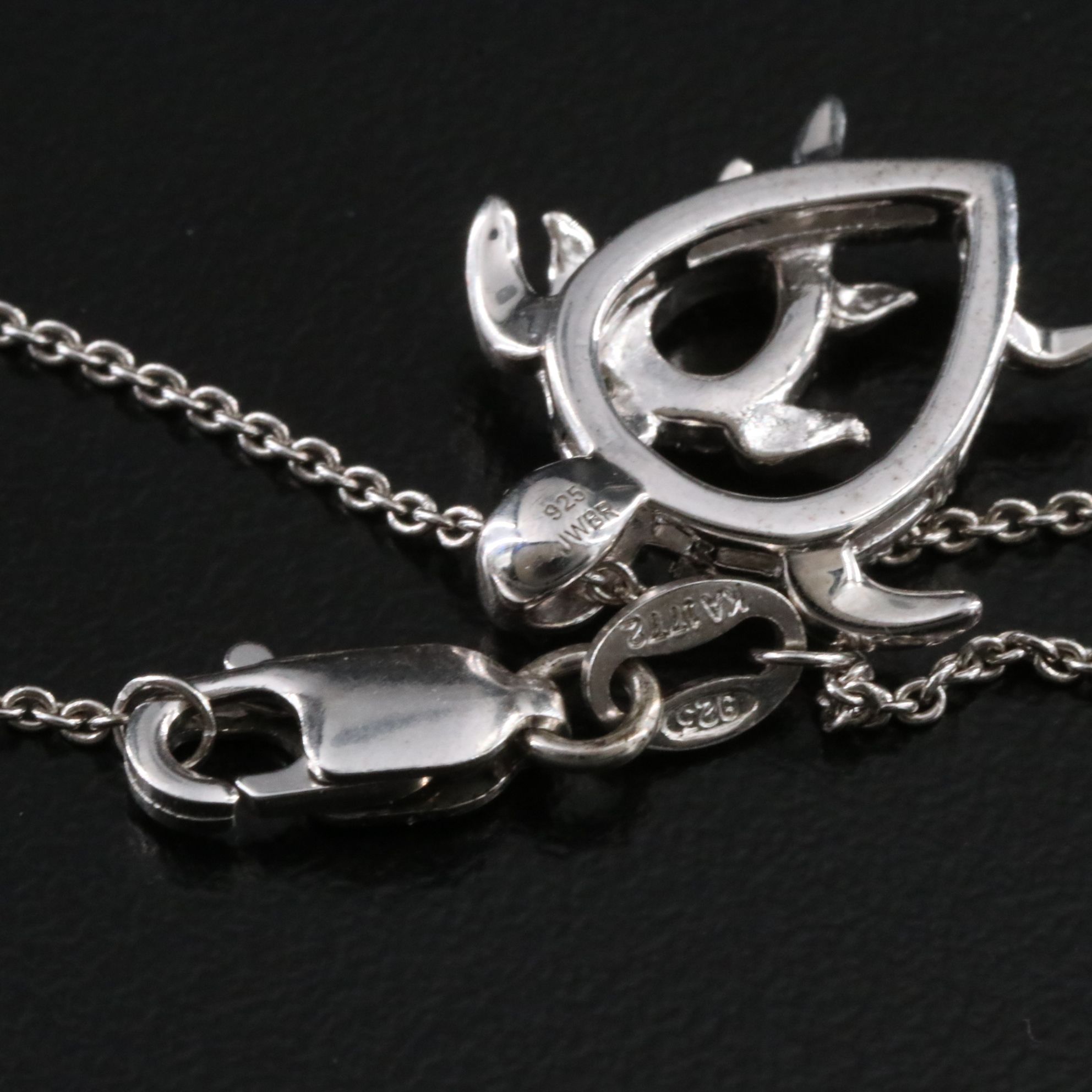 Sterling Diamond Turtle Pendant Necklace