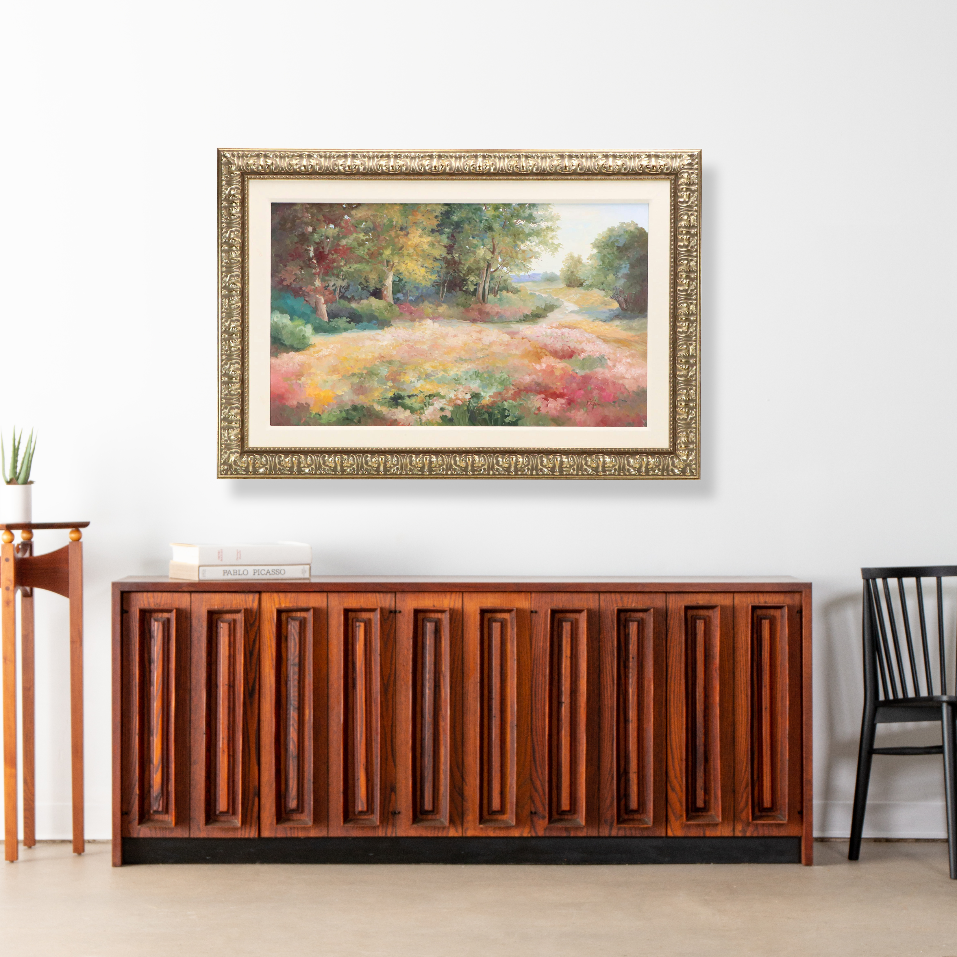 Floral Spring Landscape Acrylic Painting, Circa 2000