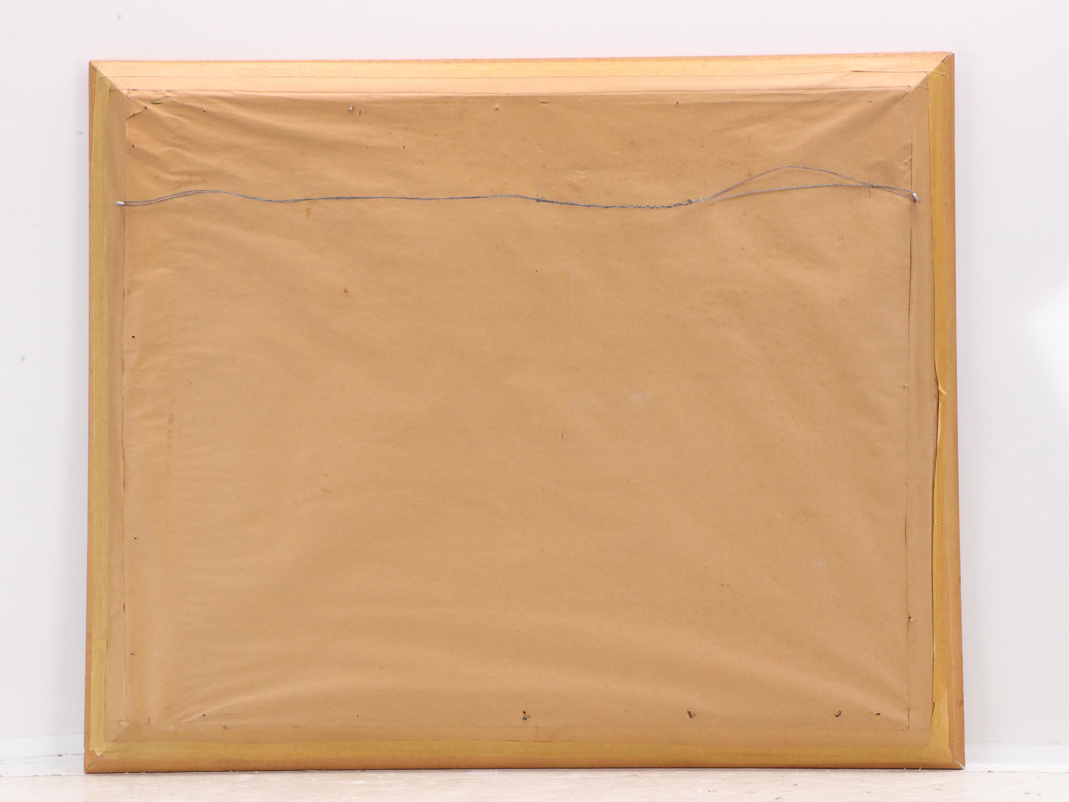 Hammerman Folk Art Oil Painting of Autumnal River Scene with Watermill