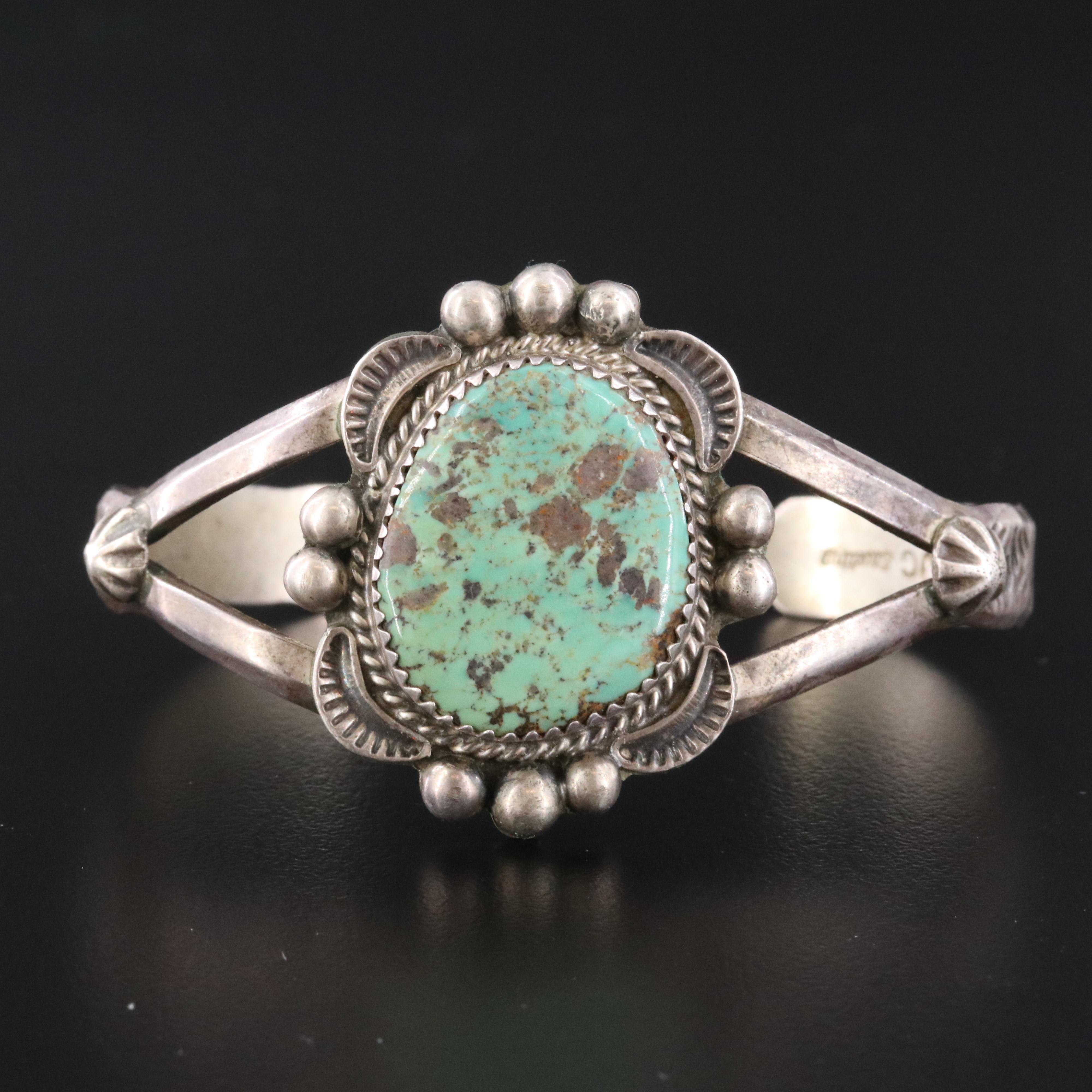 Albert & Jacqueline Cleveland Navajo Diné Sterling Turquoise Cuff