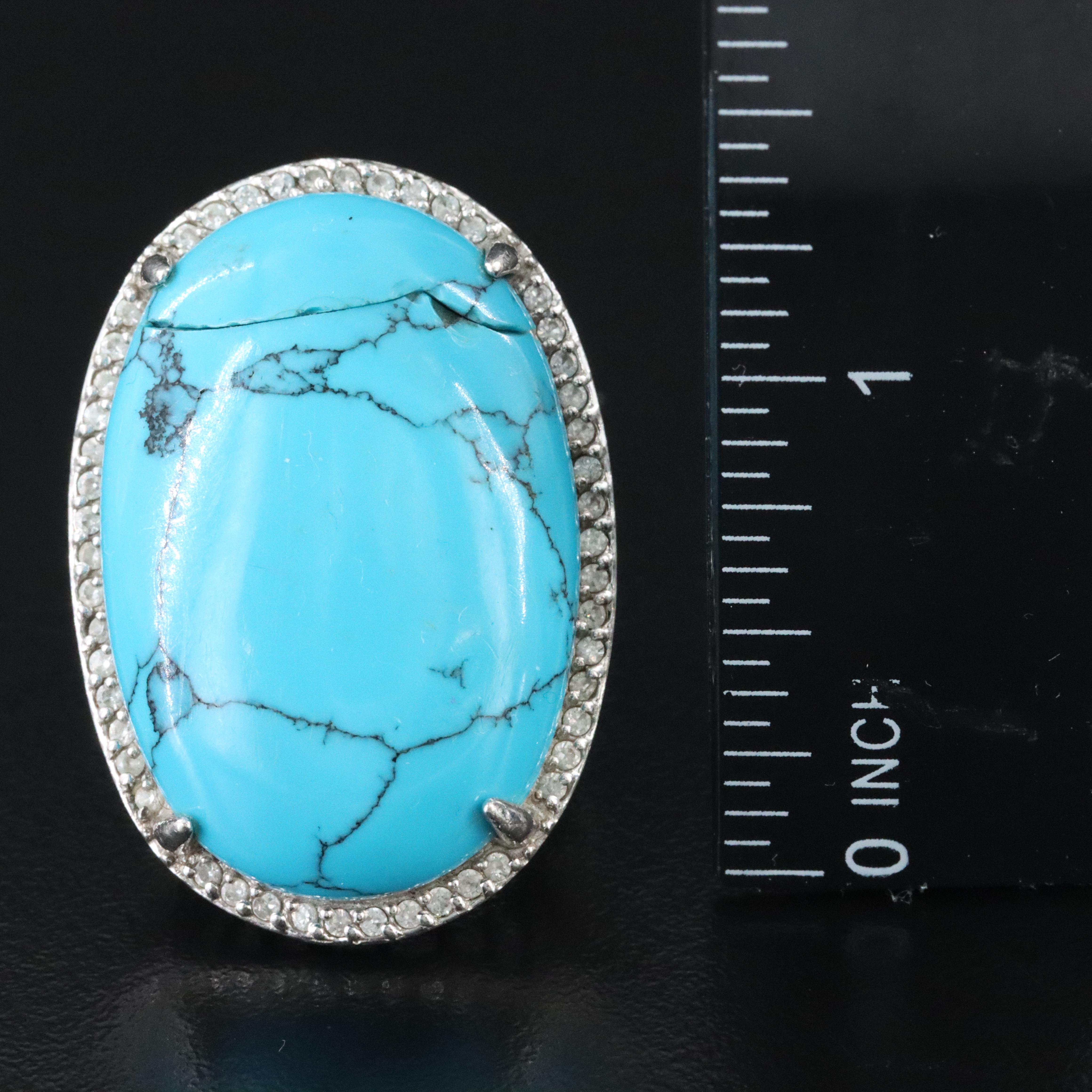 Sterling Howlite and CZ Halo Ring