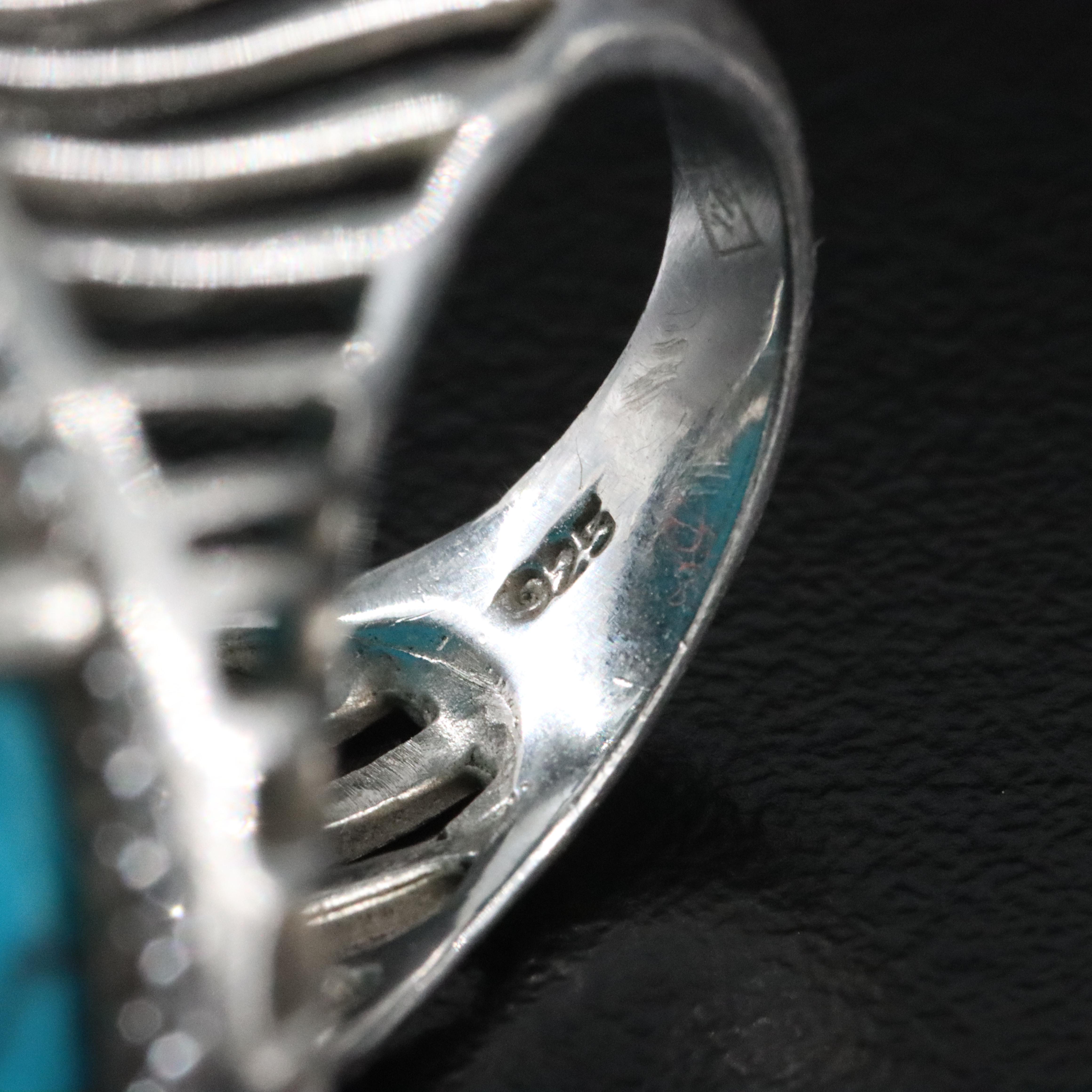 Sterling Howlite and CZ Halo Ring