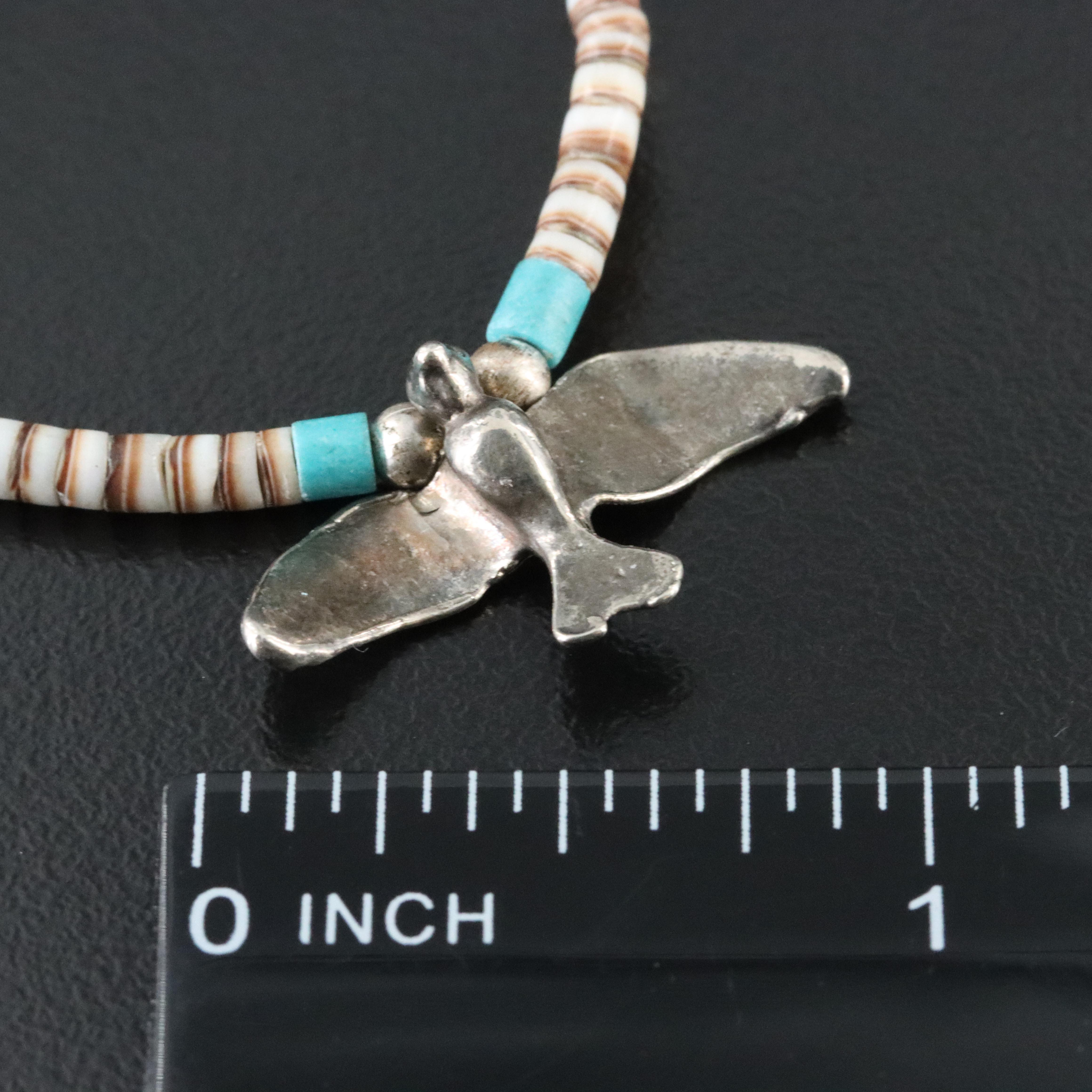 Western Style Bird Necklace with Turquoise and Bone Bead Accents