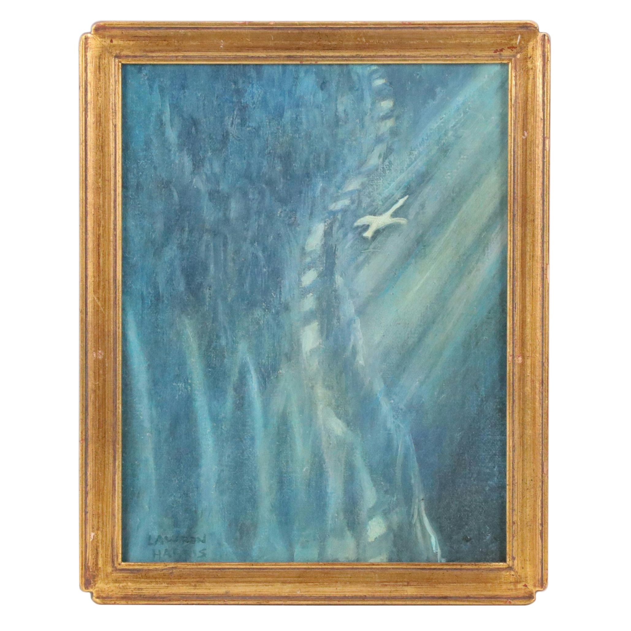 Attributed to Lawren Harris Oil Painting of Soaring Bird, Circa 1960
