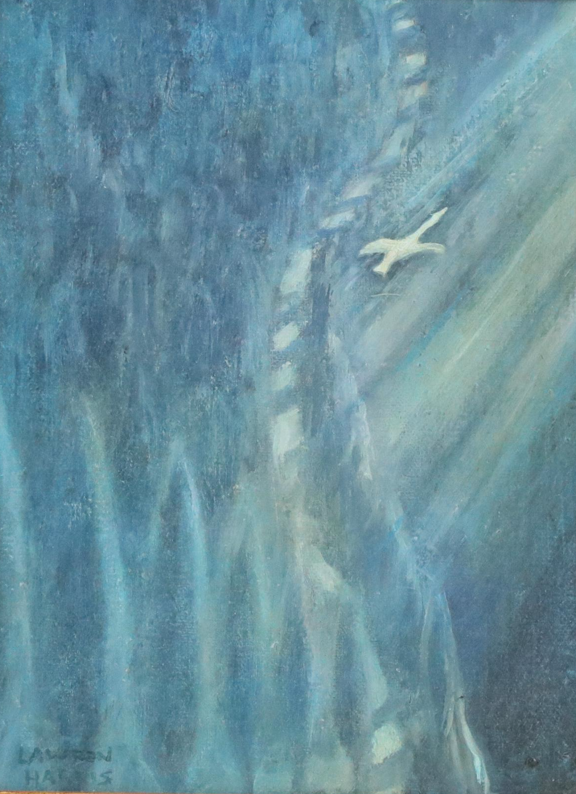 Attributed to Lawren Harris Oil Painting of Soaring Bird, Circa 1960