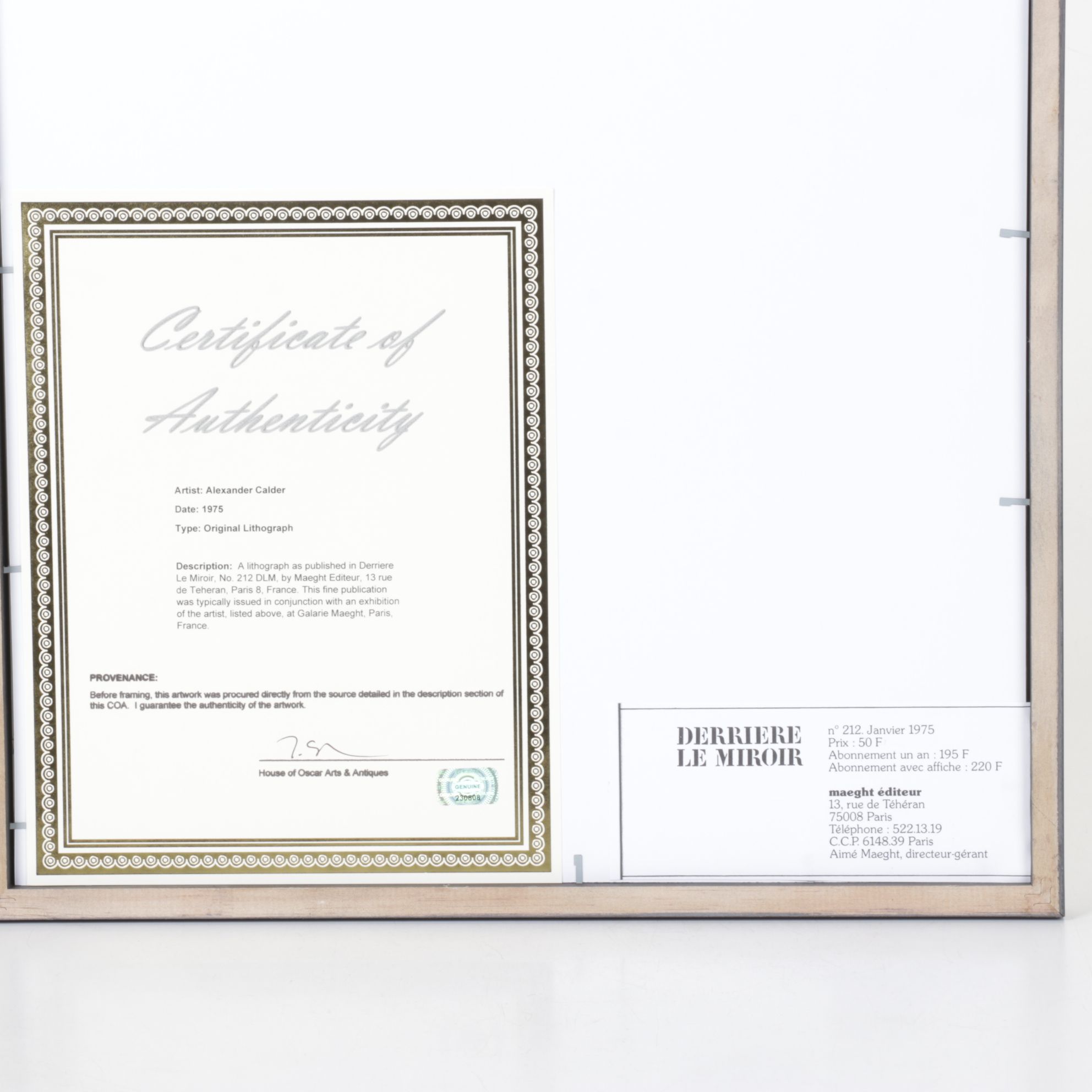 Alexander Calder Color Lithograph for "Derrière le Miroir," 1975