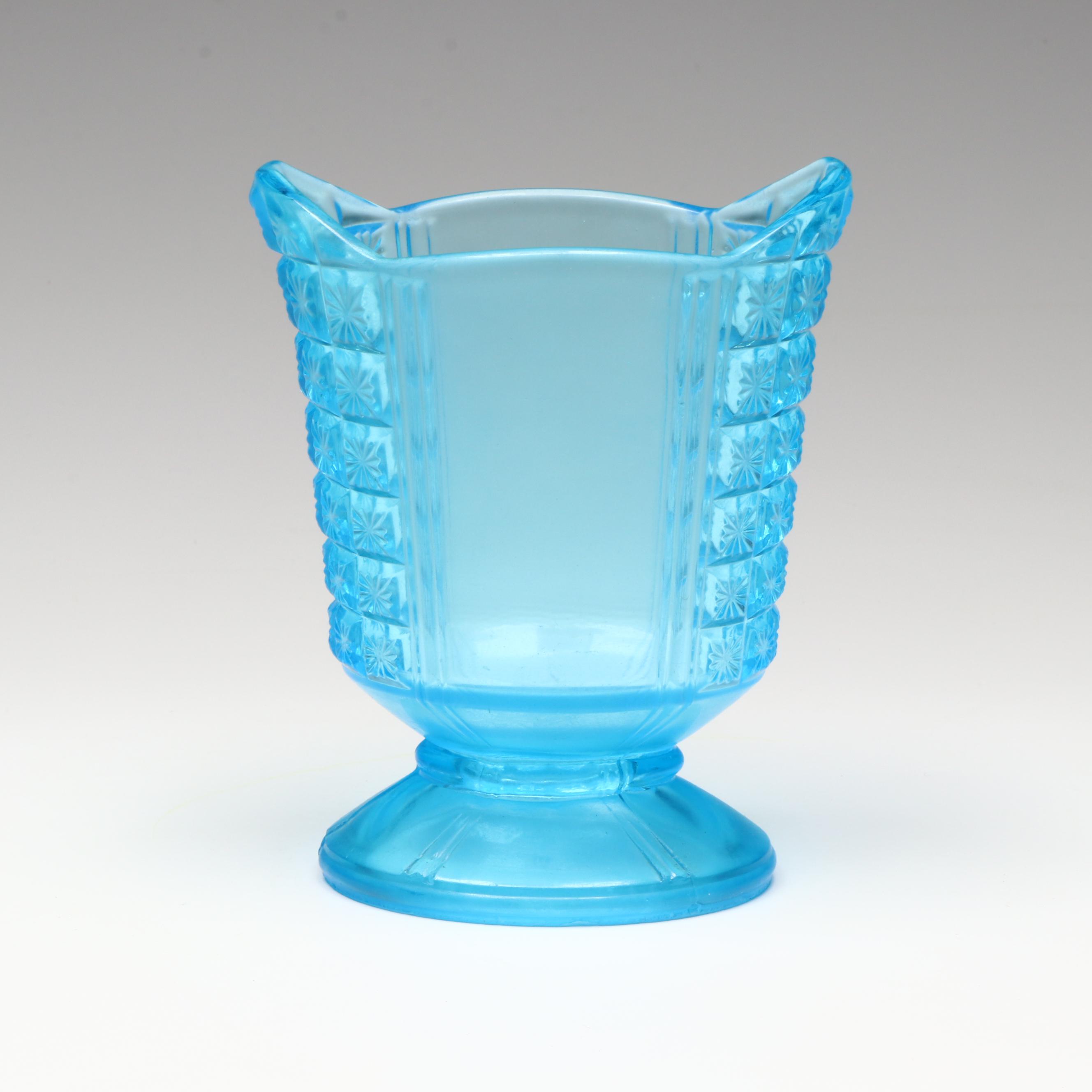 Striped Blue Fenton Glass and Other Pitcher and Sugar Bowl