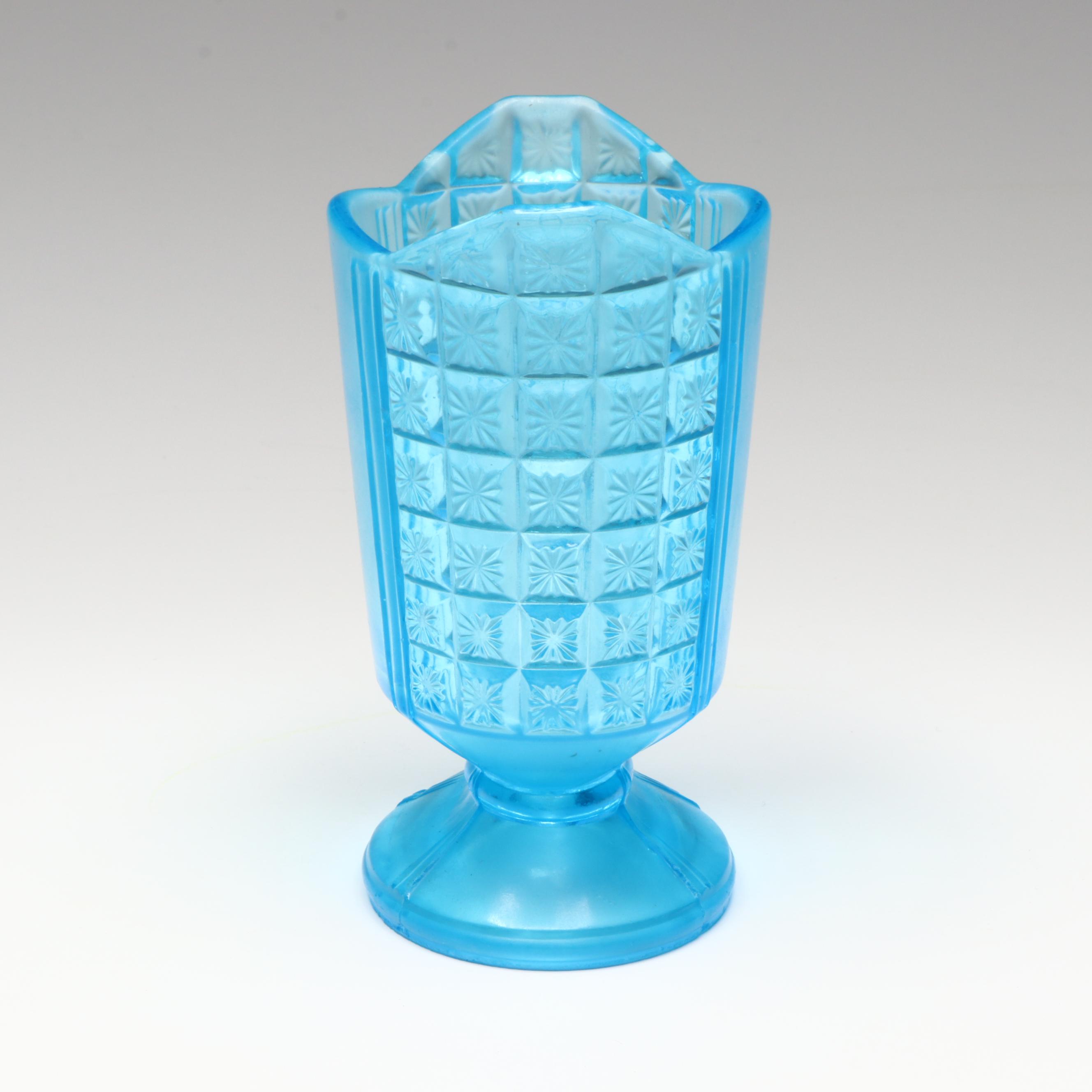 Striped Blue Fenton Glass and Other Pitcher and Sugar Bowl