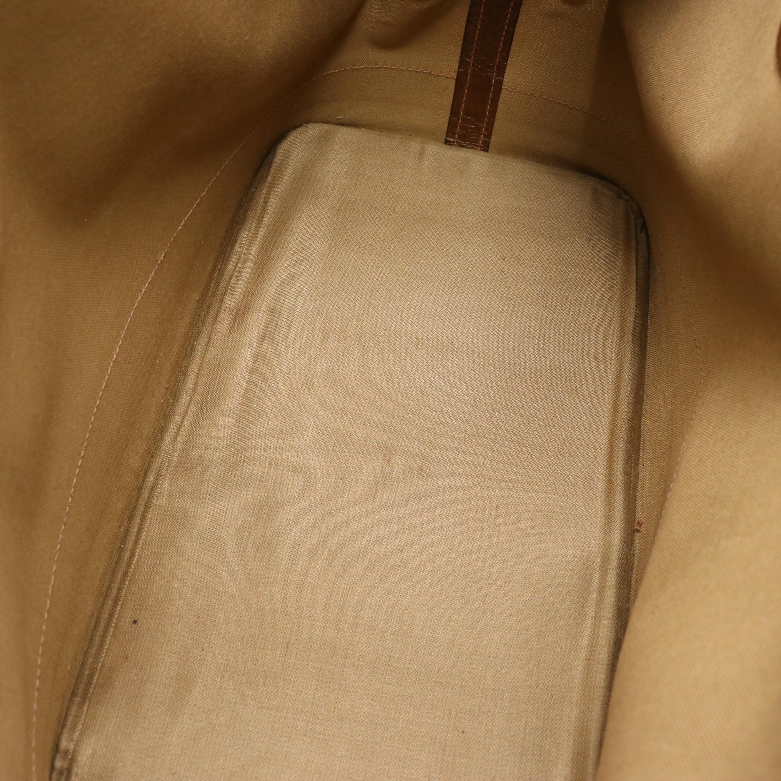 Gucci Travel Bag in GG Supreme Canvas and Brown Cinghiale Leather