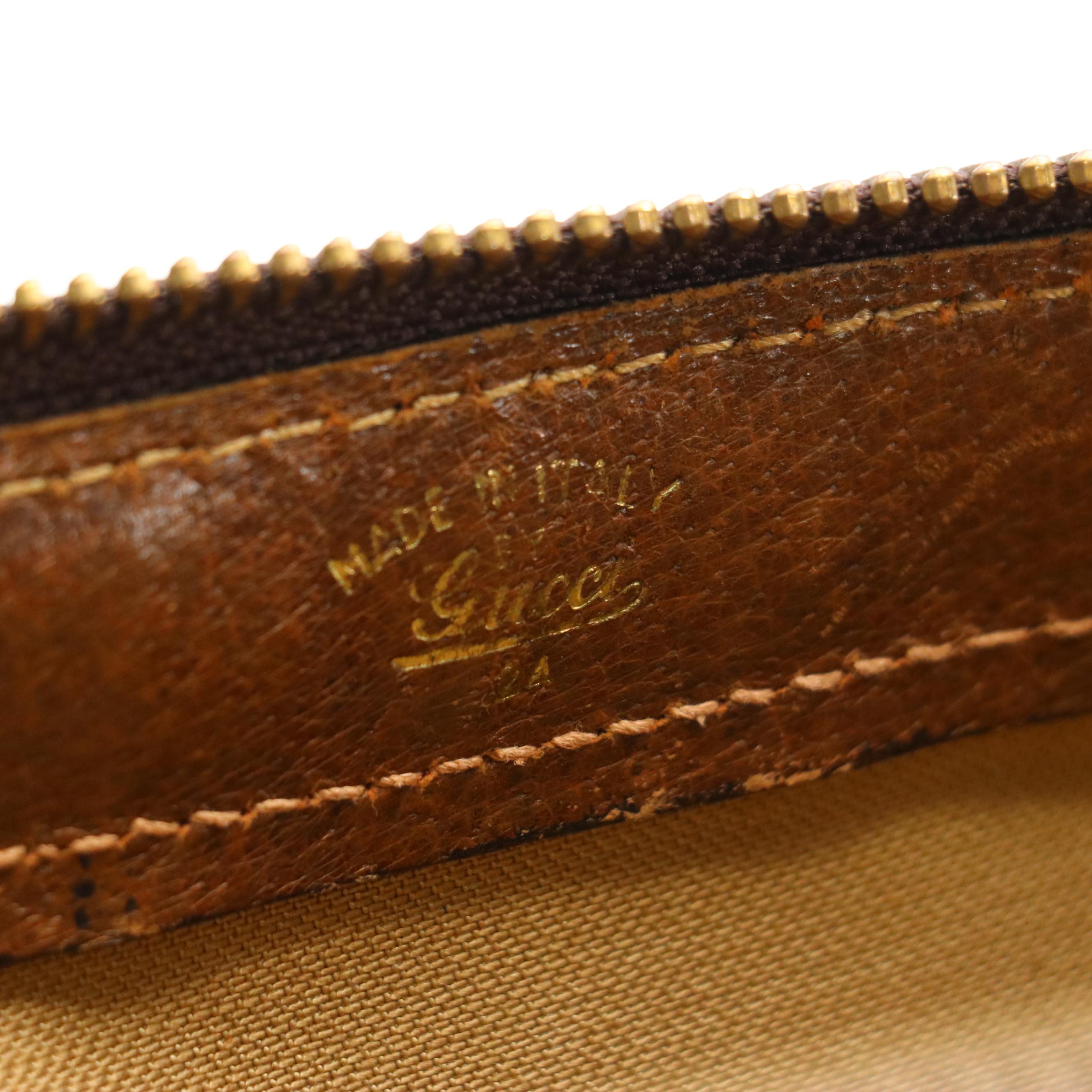 Gucci Travel Bag in GG Supreme Canvas and Brown Cinghiale Leather