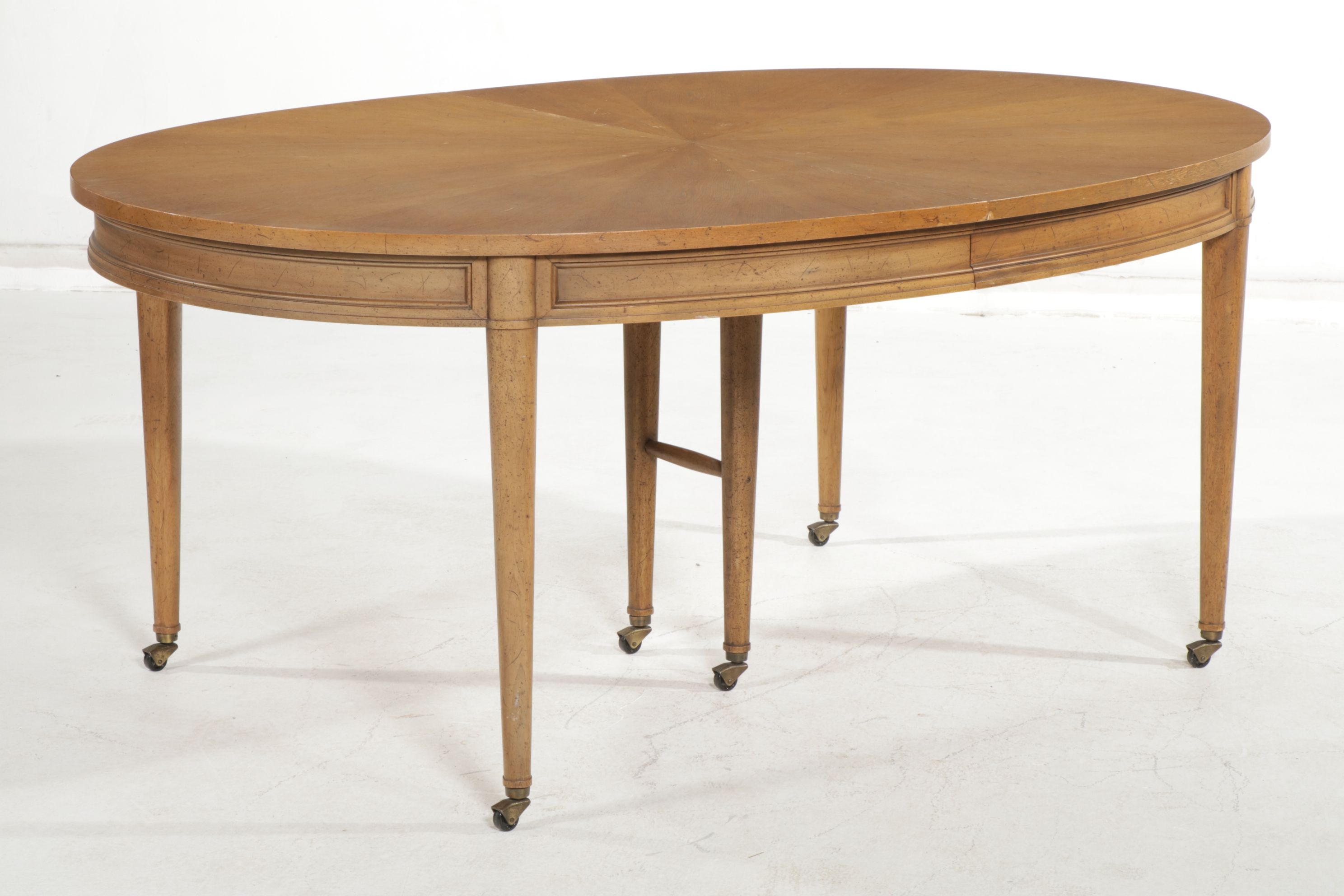 Oval Dining Table with Six Henredon Cane Back Chairs