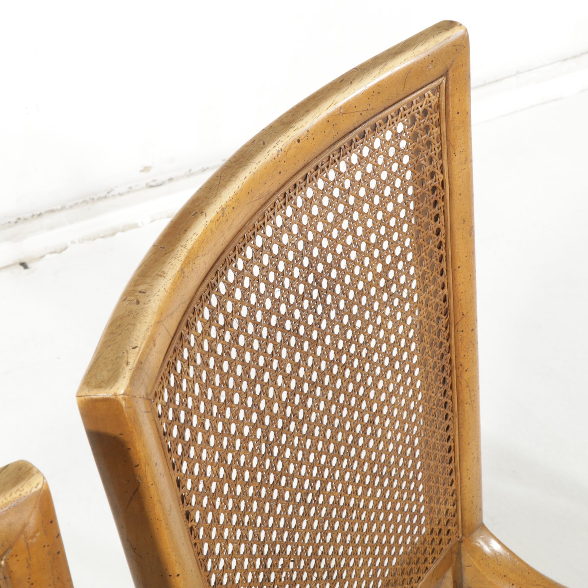 Oval Dining Table with Six Henredon Cane Back Chairs