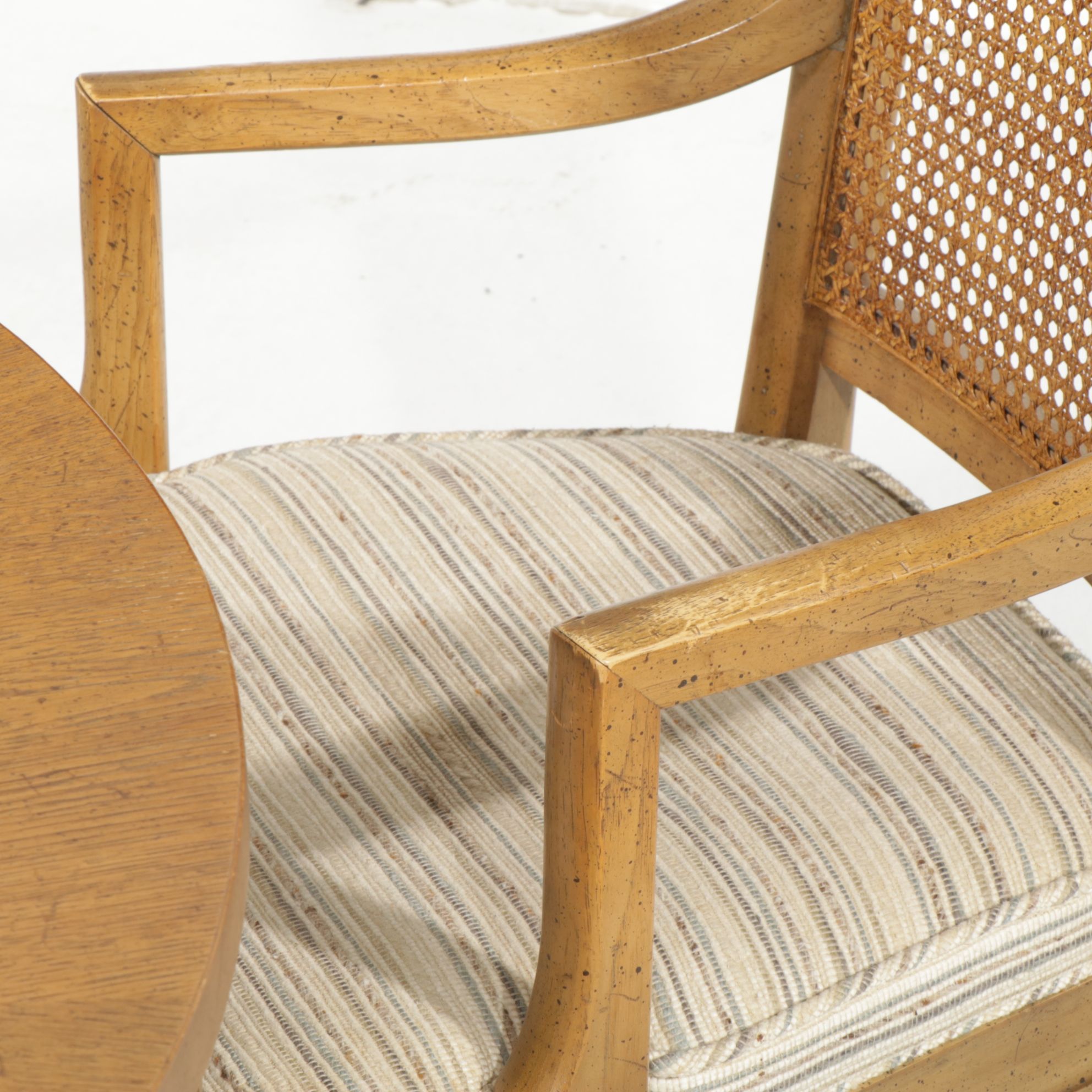 Oval Dining Table with Six Henredon Cane Back Chairs