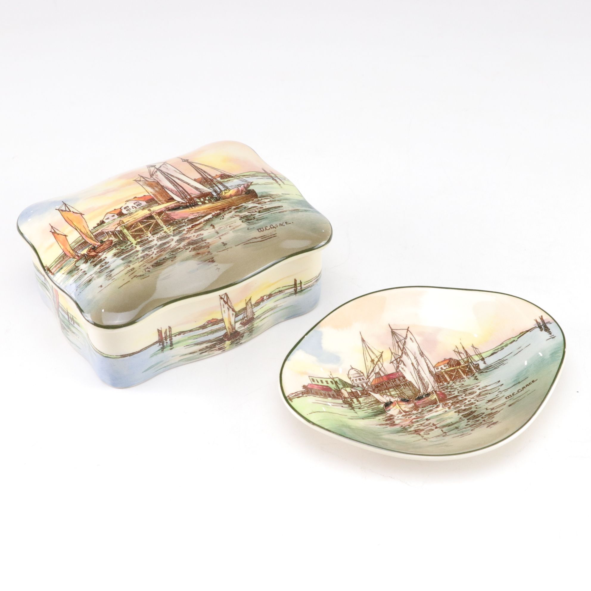 European Porcelain Jewelry Dishes, Pedestal Dish & More