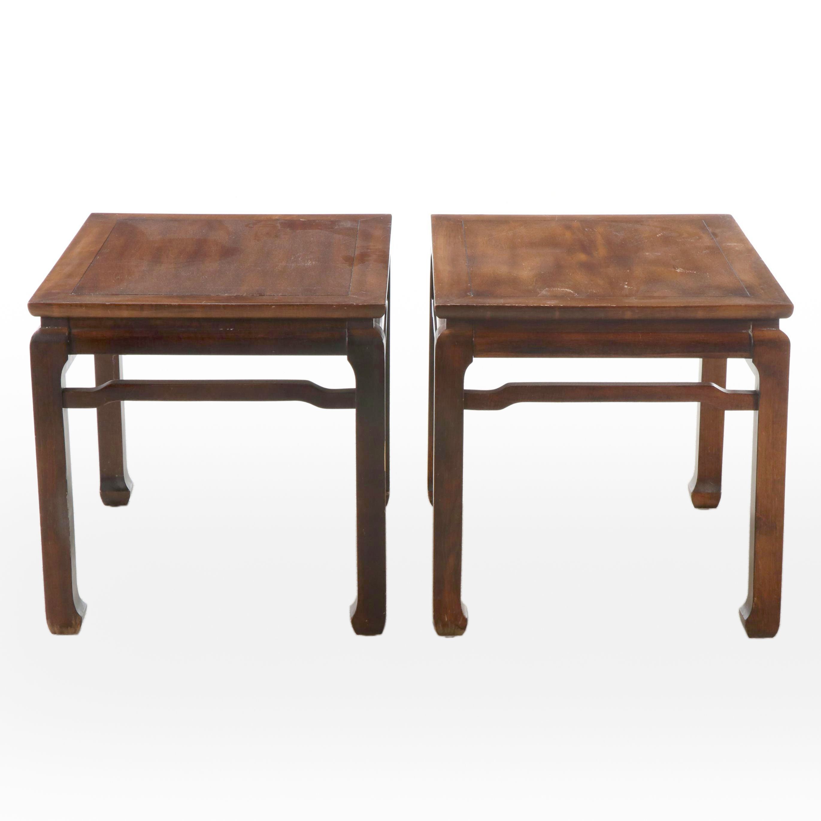 Pair of Chinese Style Wood End Tables