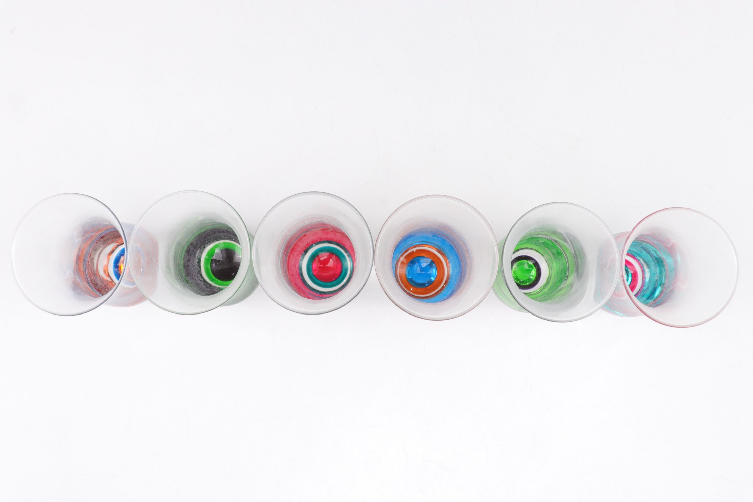 Dansk "Spectra" Colored Glass Cordial & Tray Set