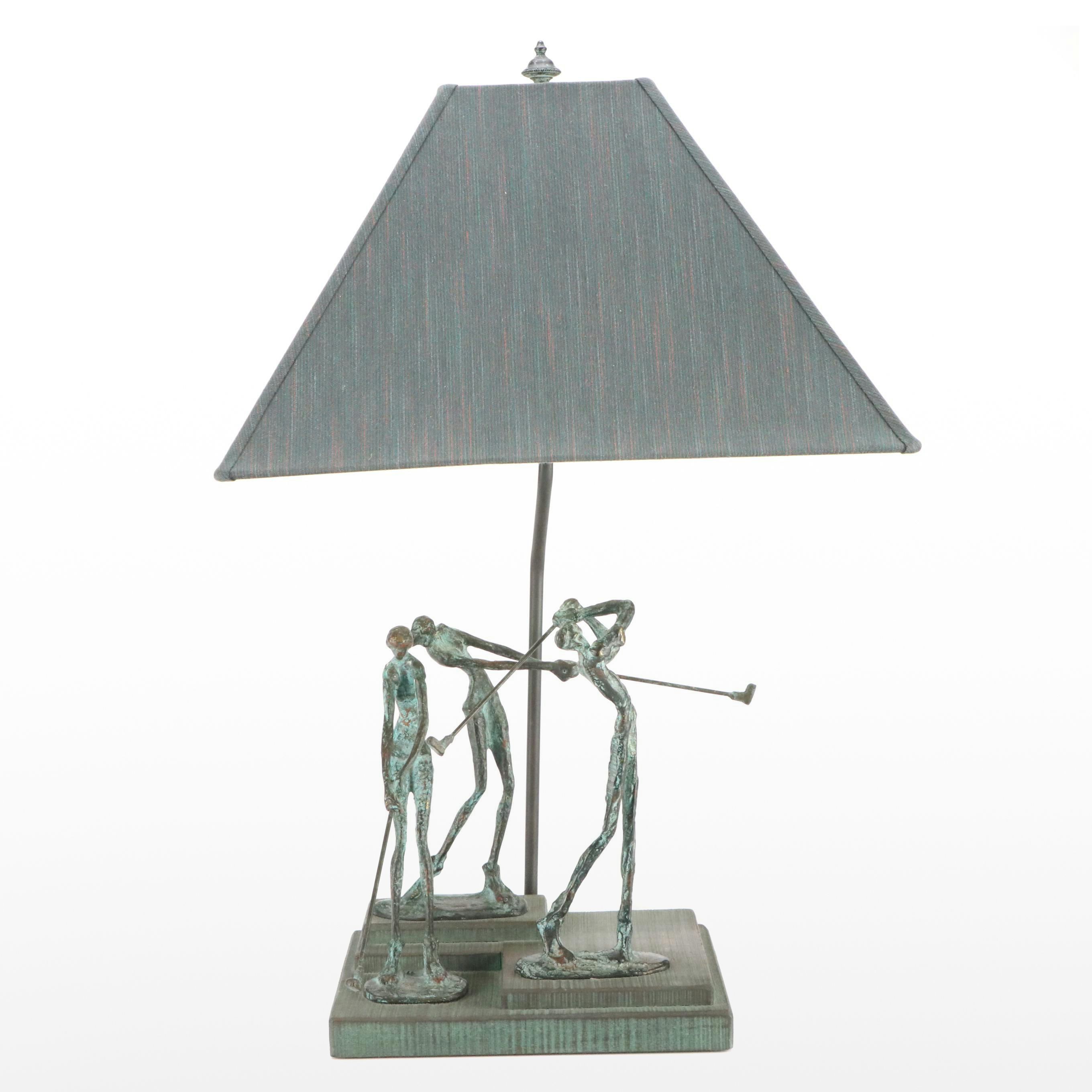 Frederick Cooper Golfing Table Lamp in Patinated Bronze Finish