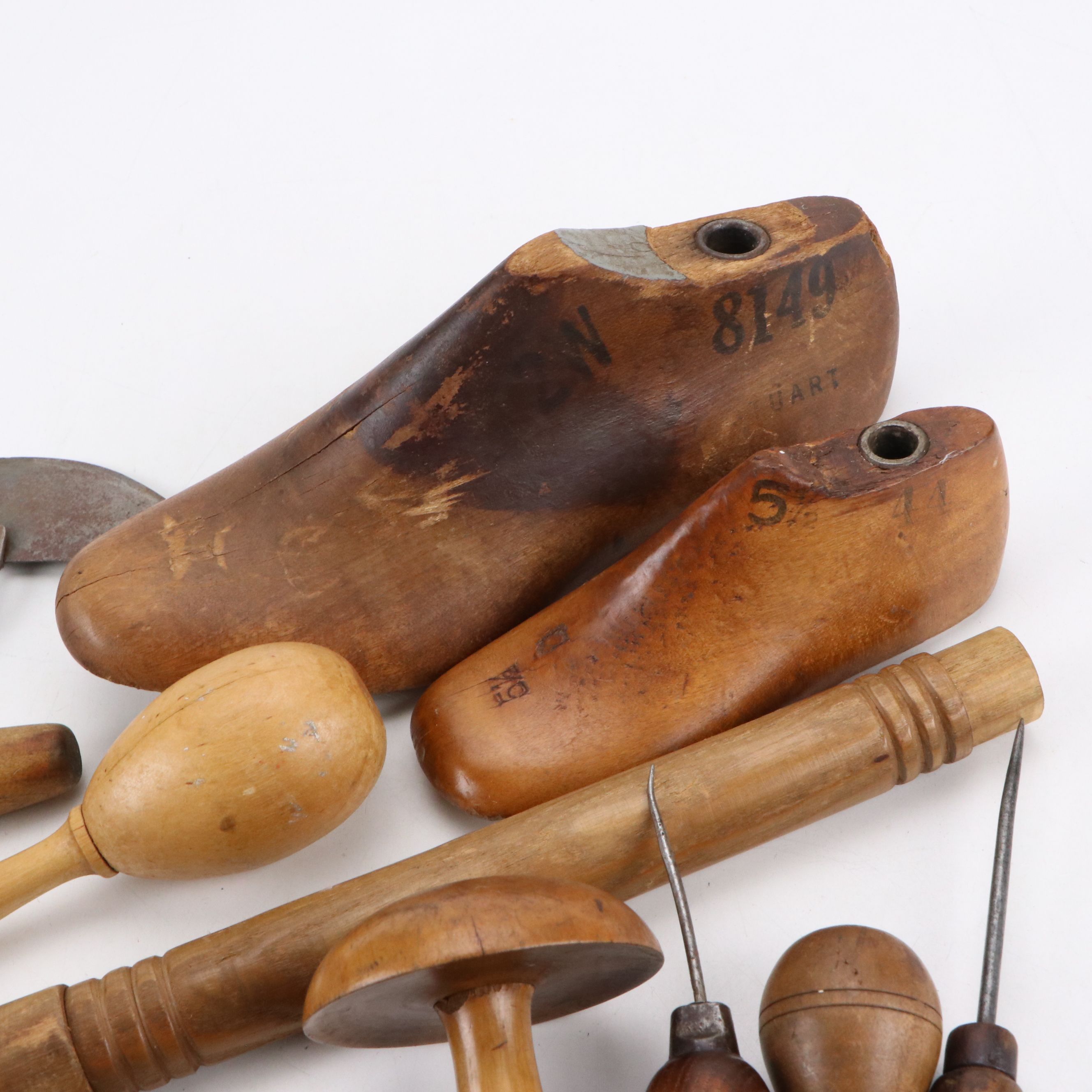 Cobbler's Wooden Hand Tools and Shoe Forms