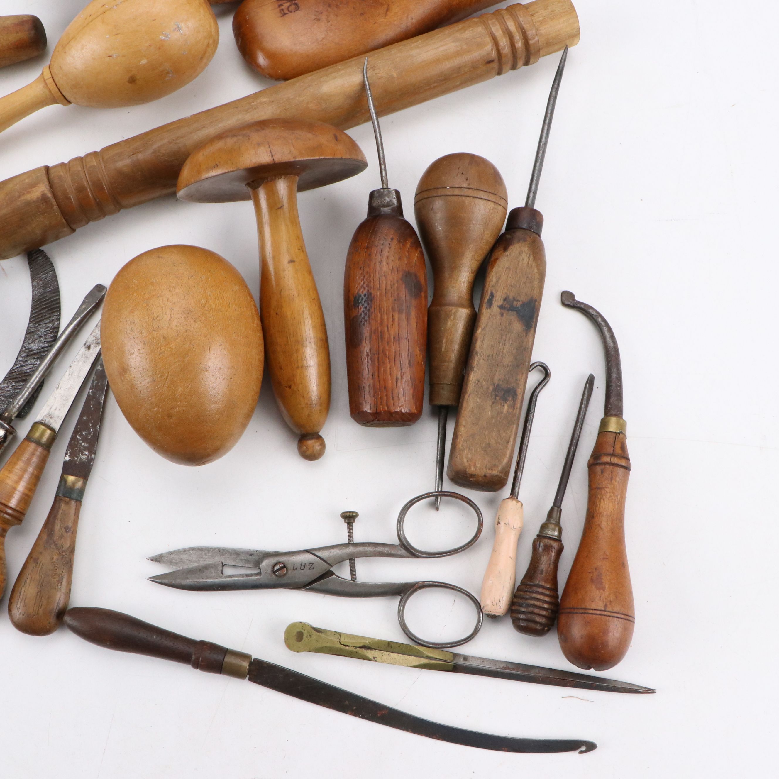 Cobbler's Wooden Hand Tools and Shoe Forms