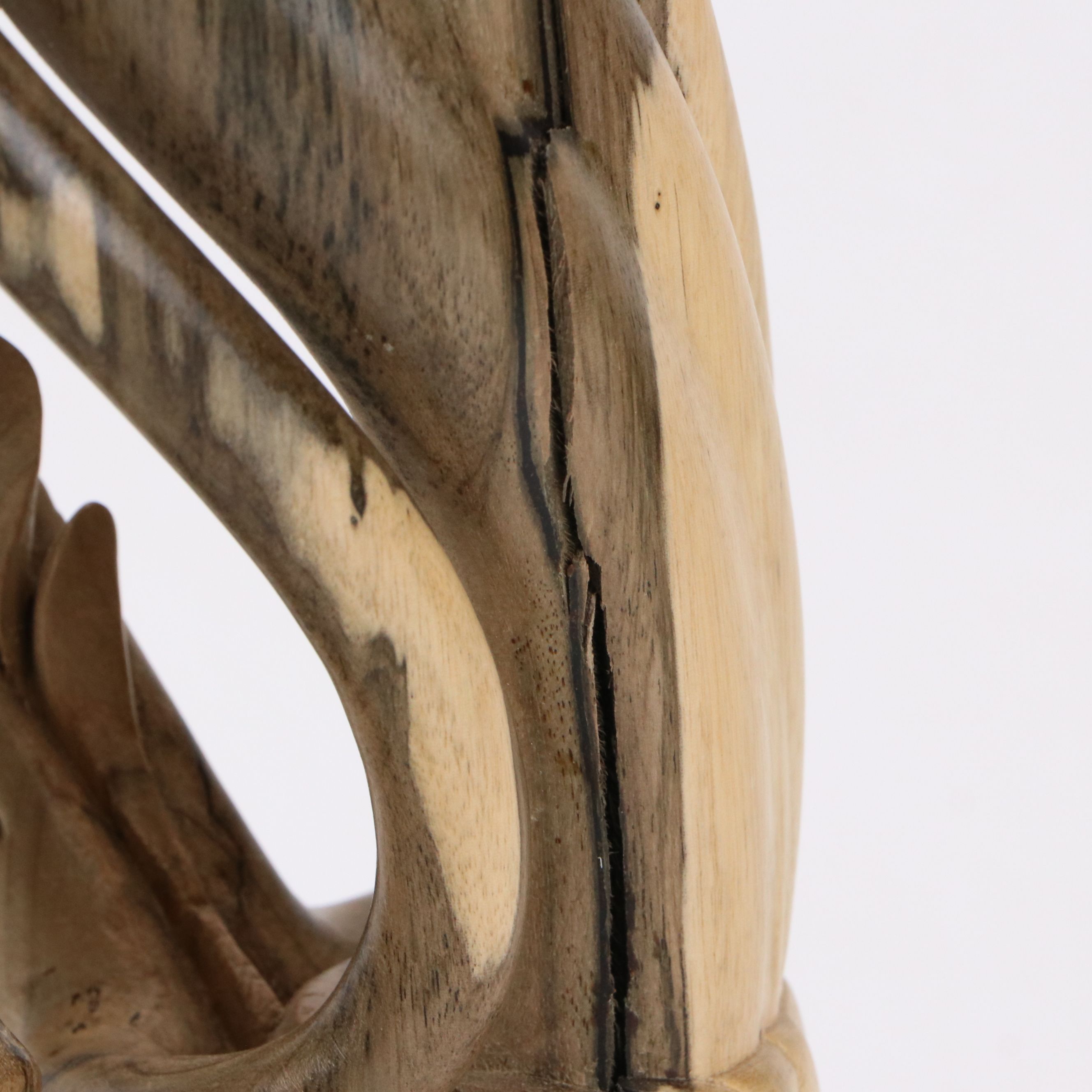 Abstract Praying Figure Carved Cedar Wood Sculpture