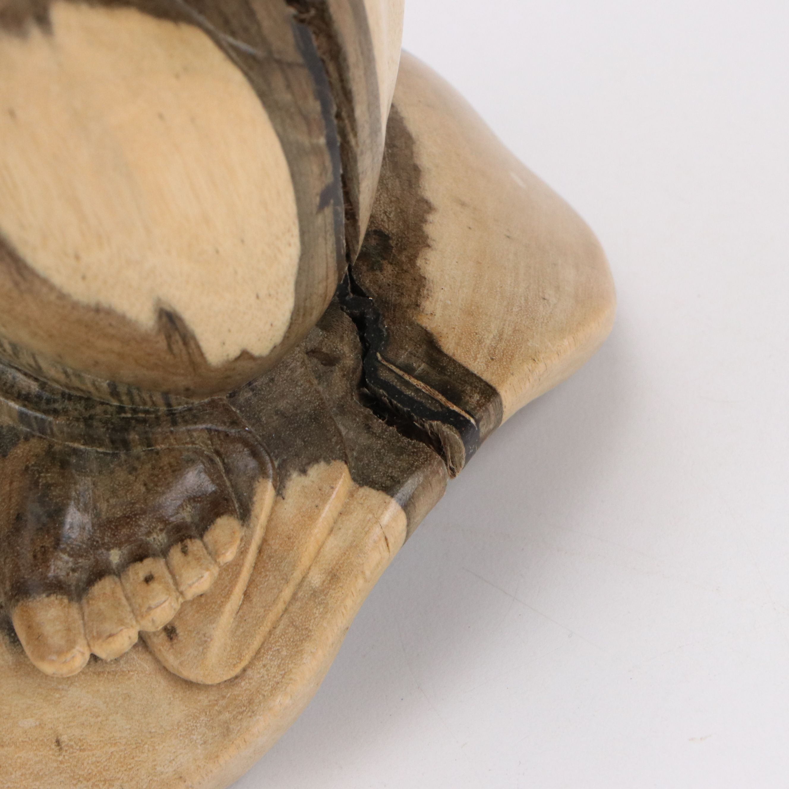 Abstract Praying Figure Carved Cedar Wood Sculpture