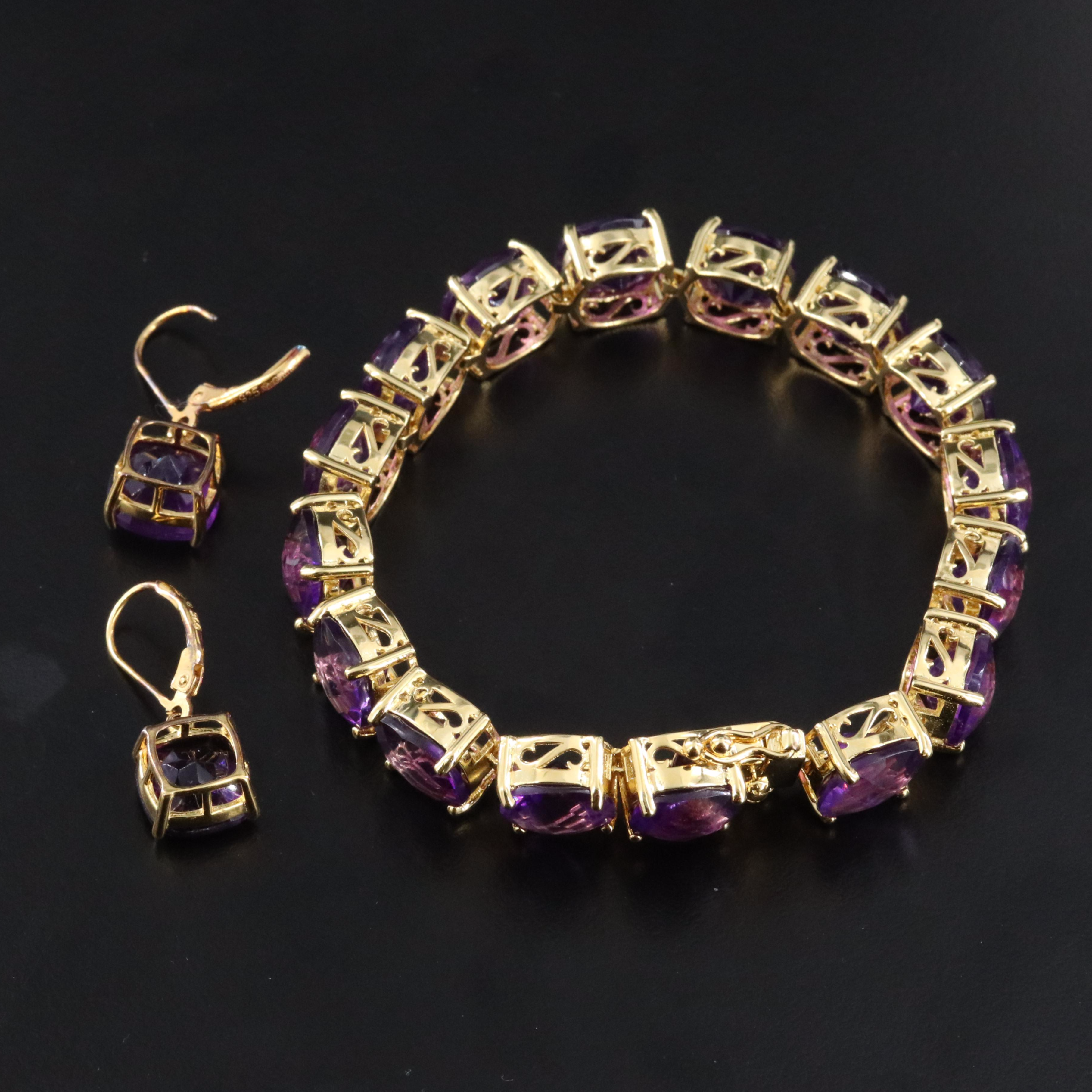 Sterling Amethyst Earrings and Bracelet