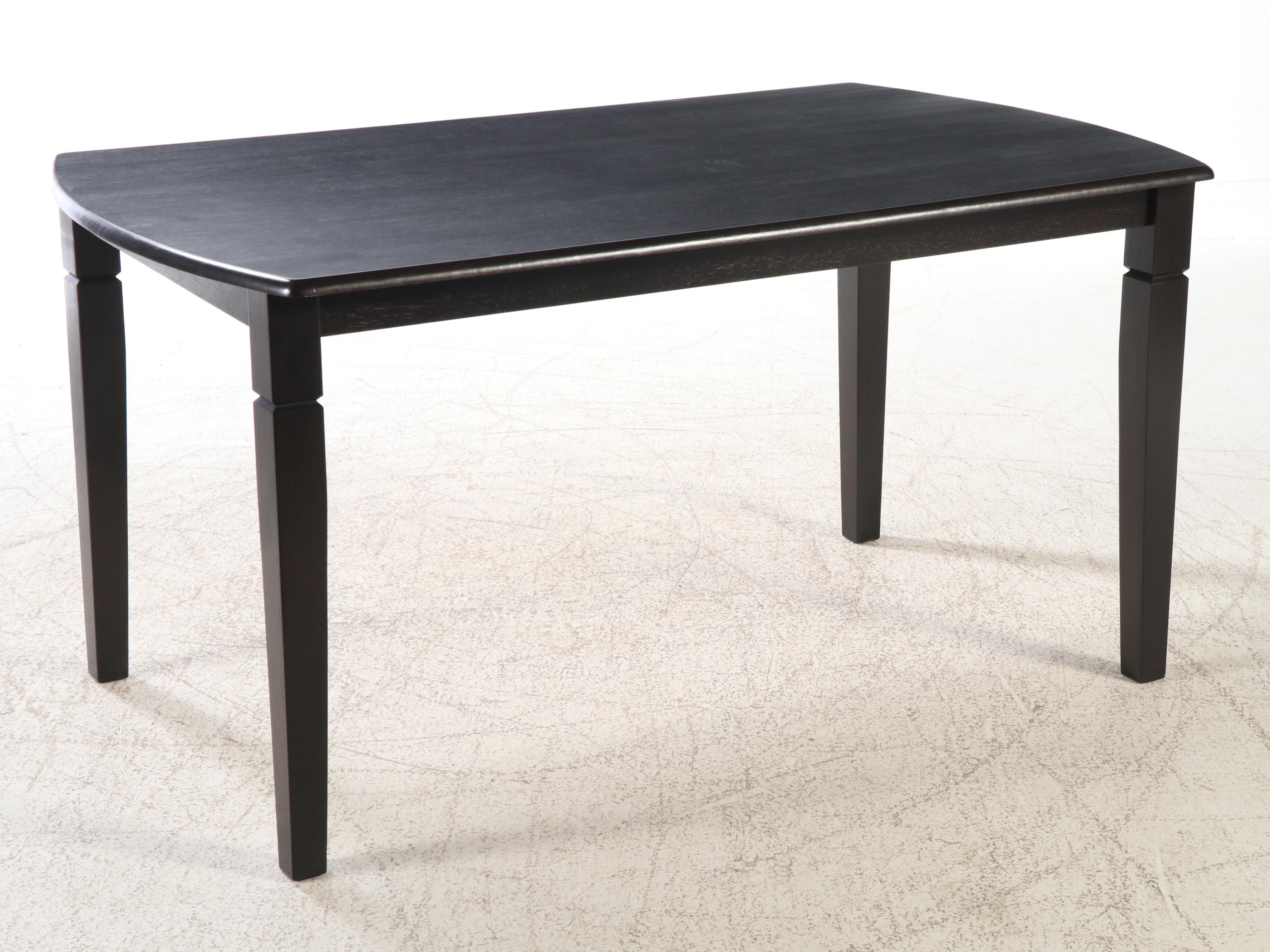 Hillsdale Furniture Ebonized Wood Dining Table and Two Benches, 2010