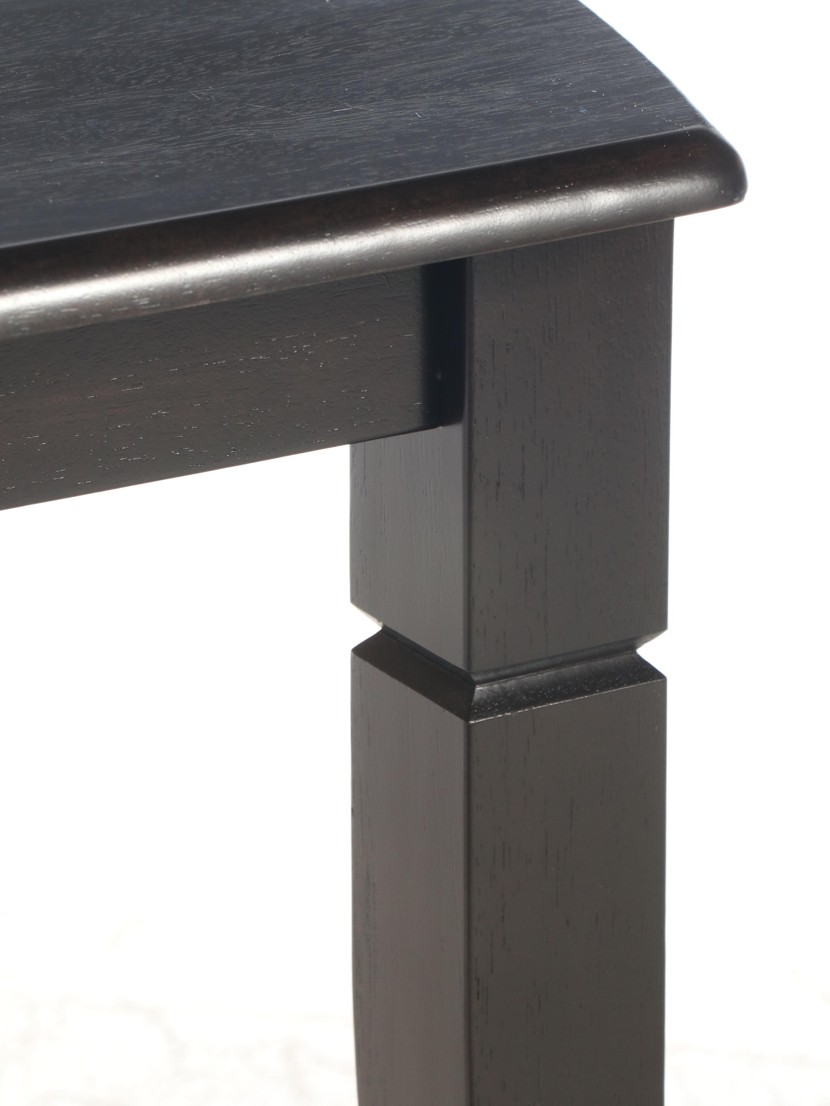 Hillsdale Furniture Ebonized Wood Dining Table and Two Benches, 2010