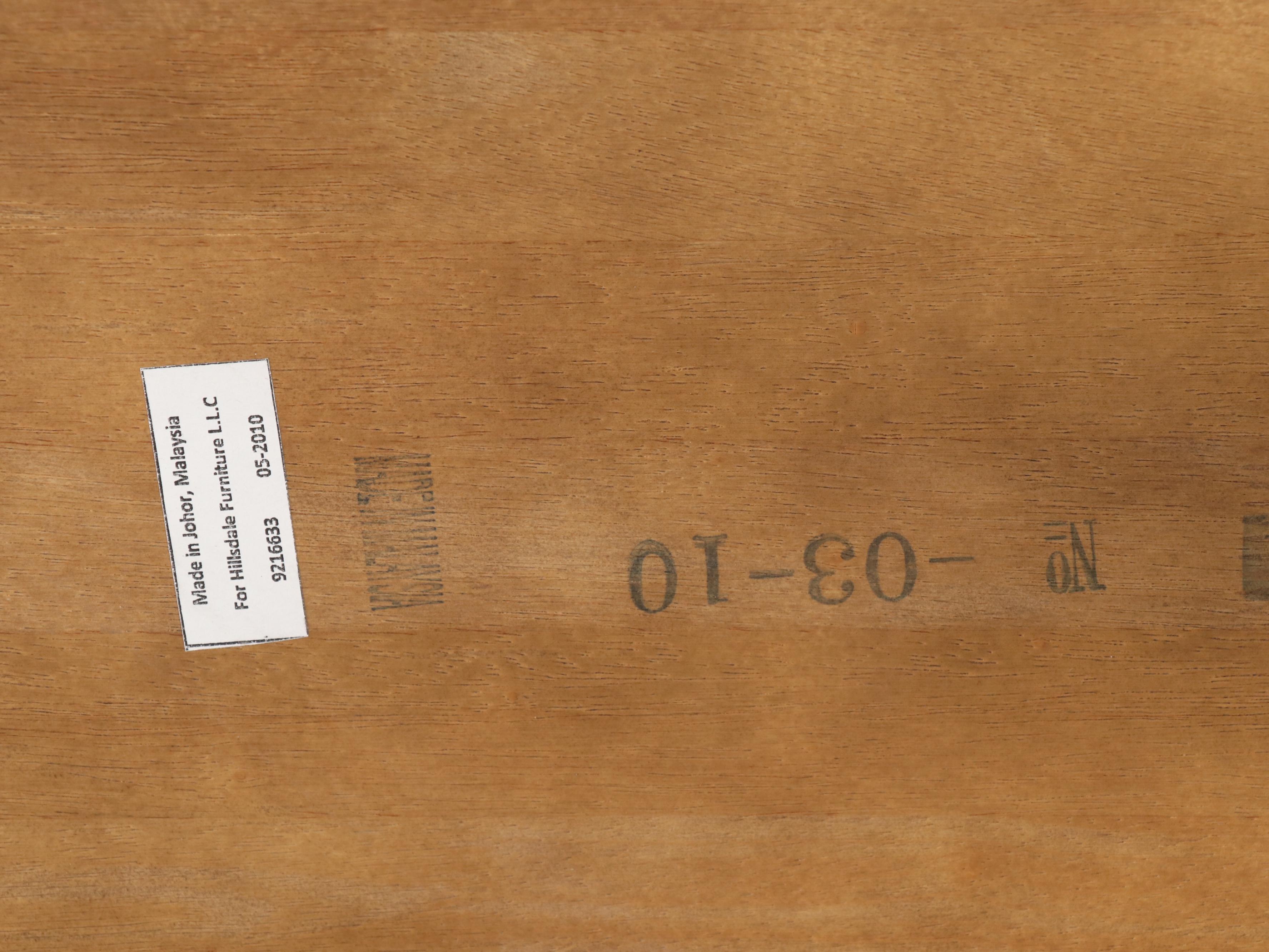 Hillsdale Furniture Ebonized Wood Dining Table and Two Benches, 2010