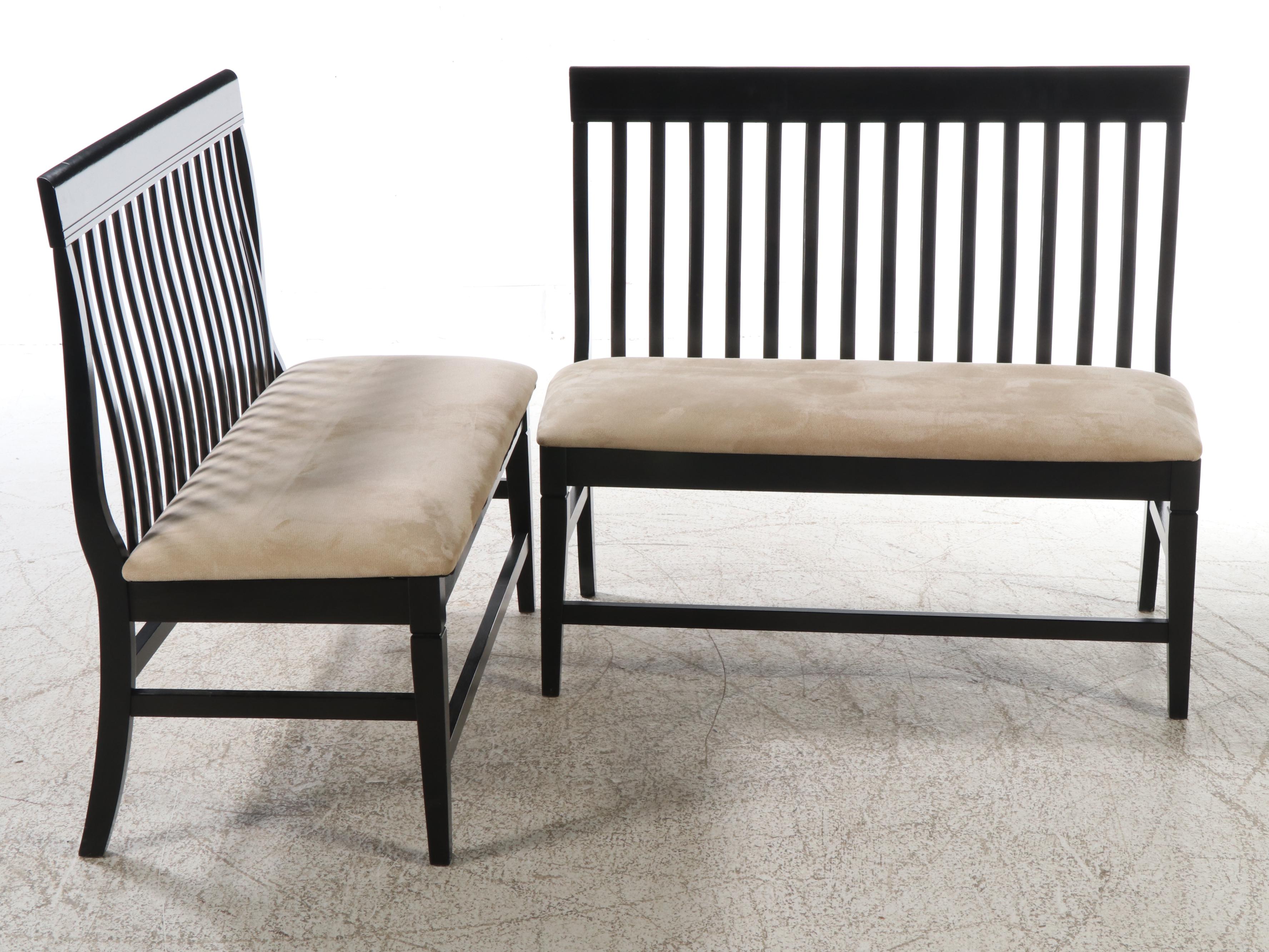 Hillsdale Furniture Ebonized Wood Dining Table and Two Benches, 2010