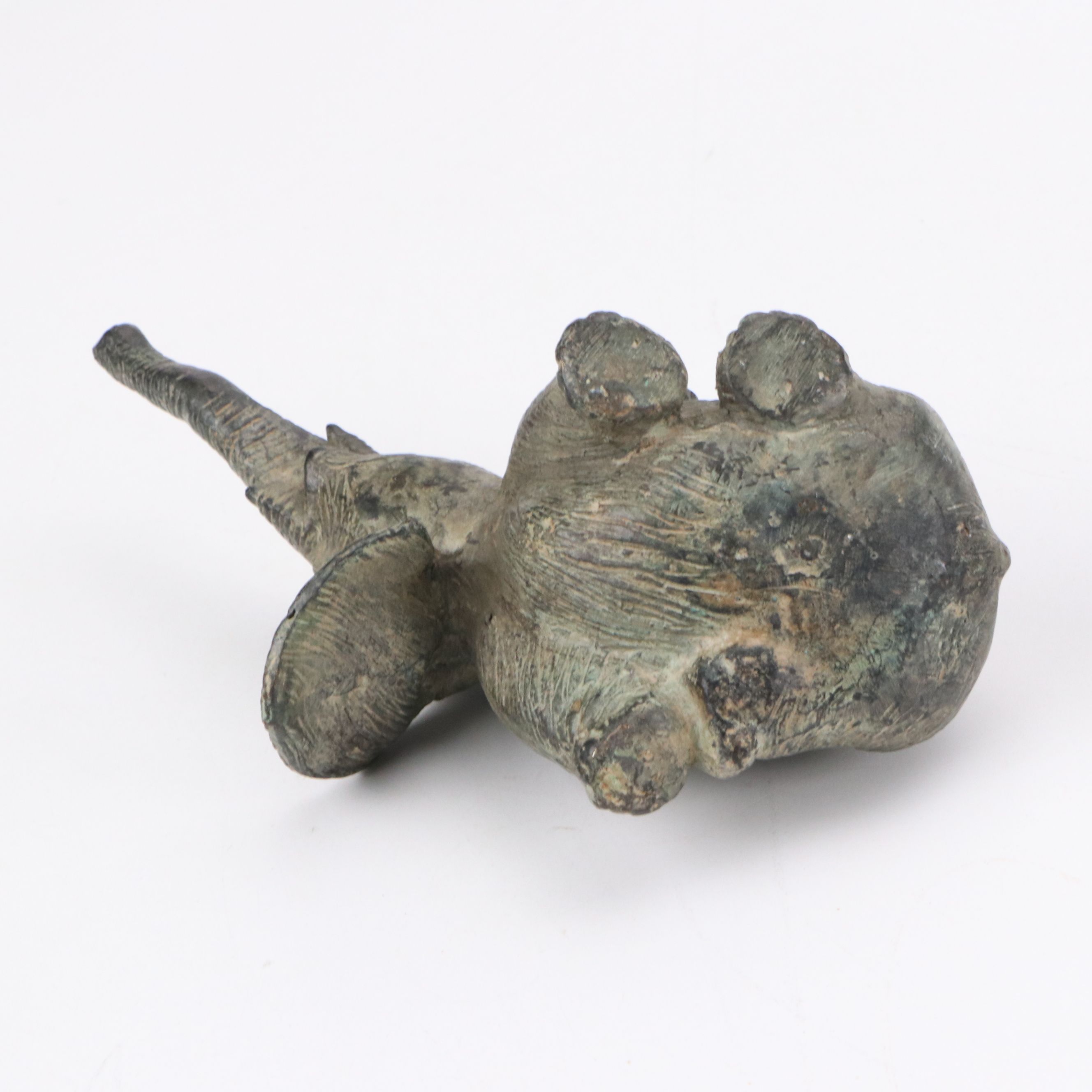 Persian Qalamdan Box with Stone Elephant and Brass Candlesticks