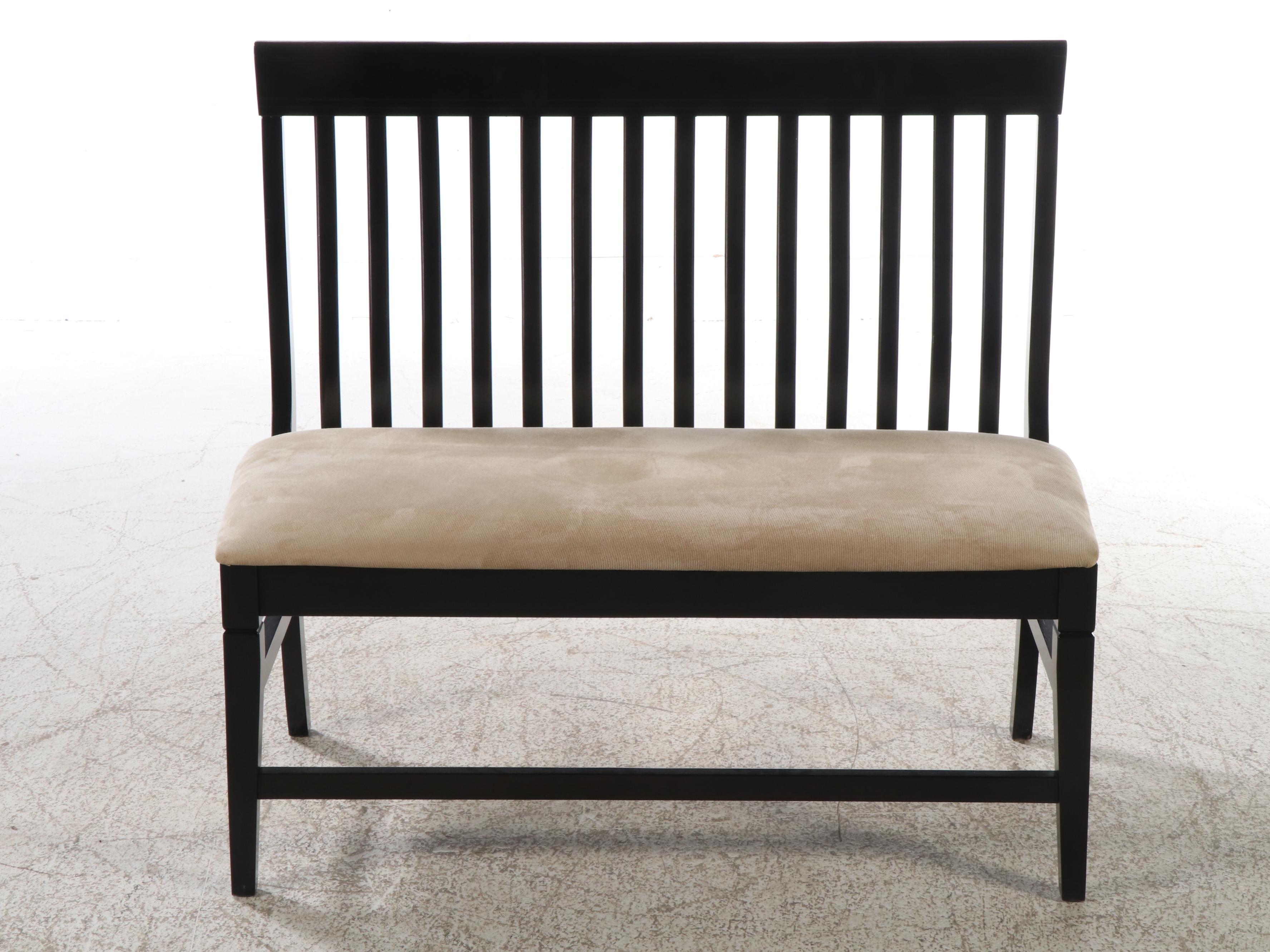 Hillsdale Furniture Ebonized Wood Dining Table and Two Benches, 2010