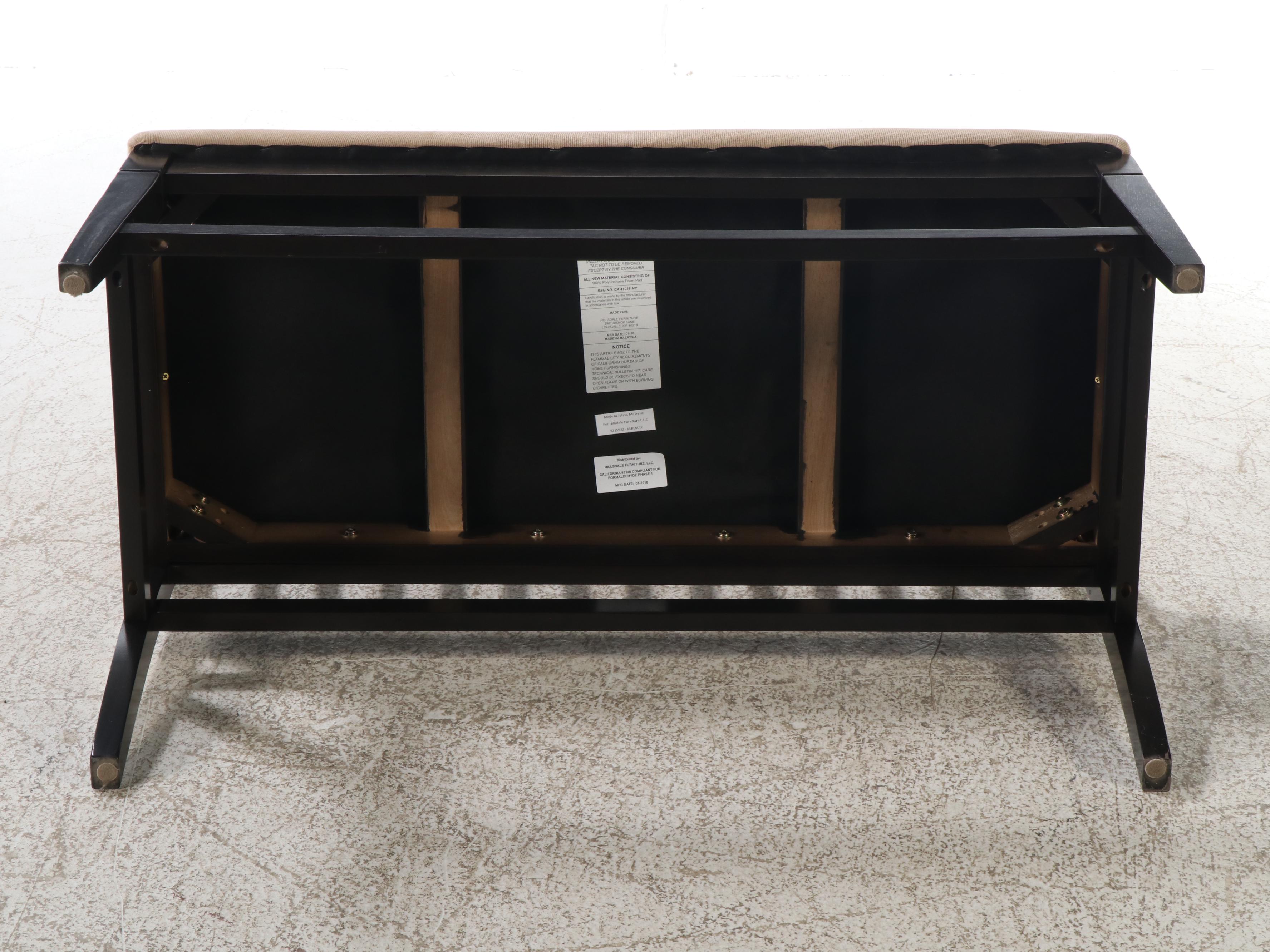 Hillsdale Furniture Ebonized Wood Dining Table and Two Benches, 2010