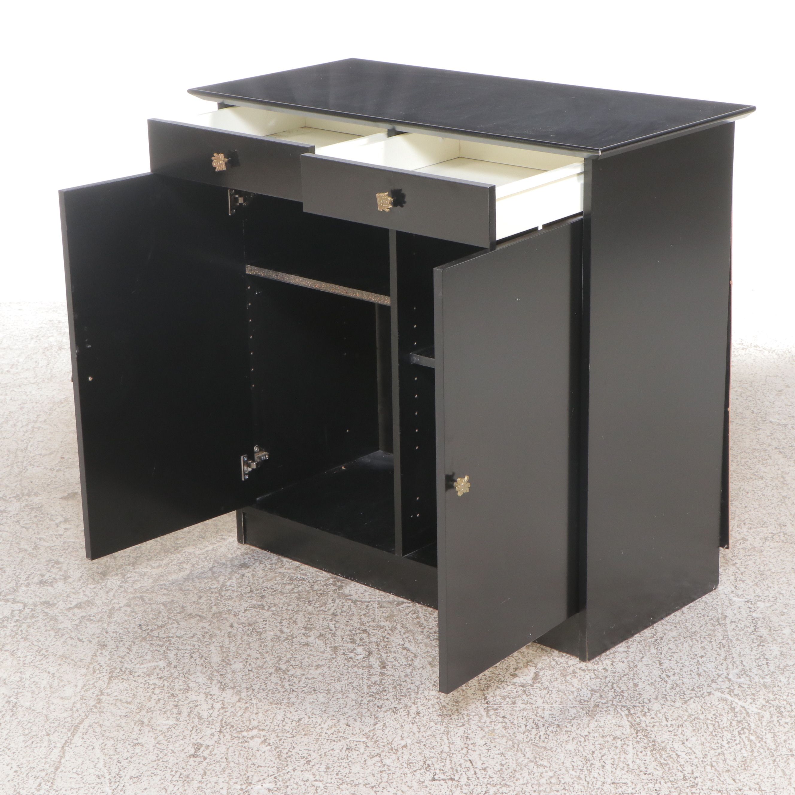 Black-Painted Wood Bar Cabinet