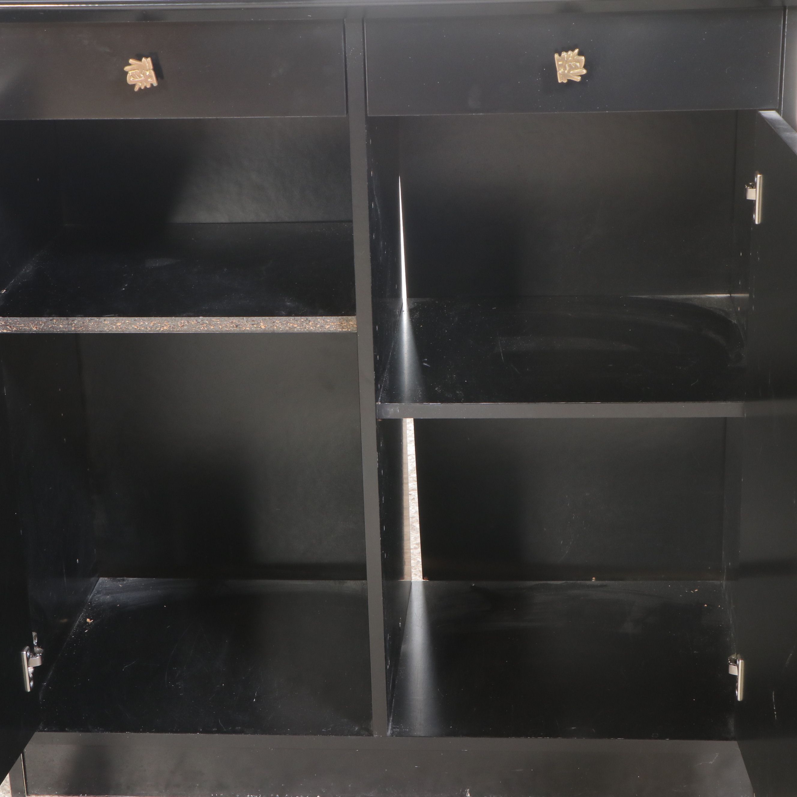 Black-Painted Wood Bar Cabinet