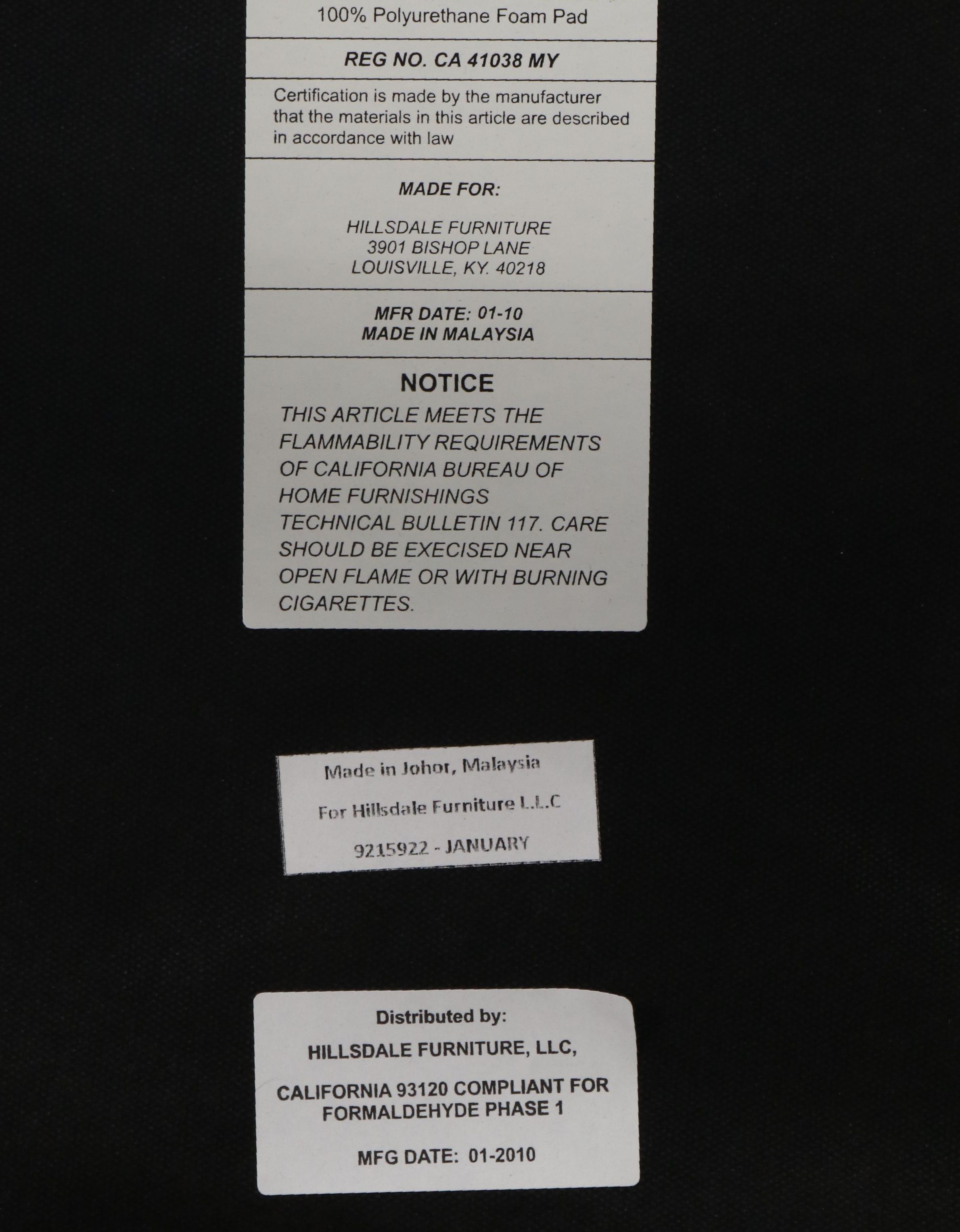 Hillsdale Furniture Ebonized Wood Dining Table and Two Benches, 2010